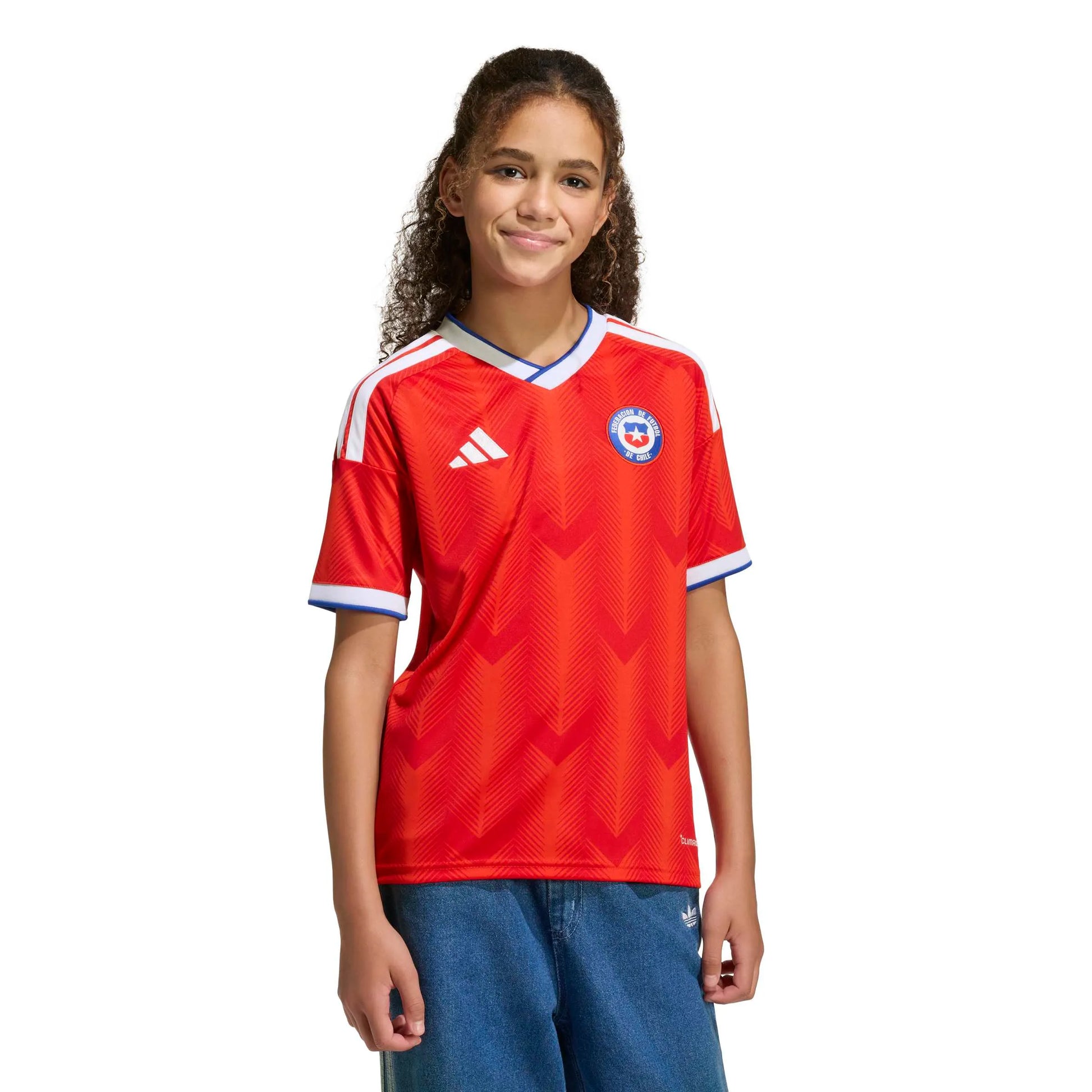 adidas 2026 Chile Youth Stadium Home Soccer Jersey (Model - Front)