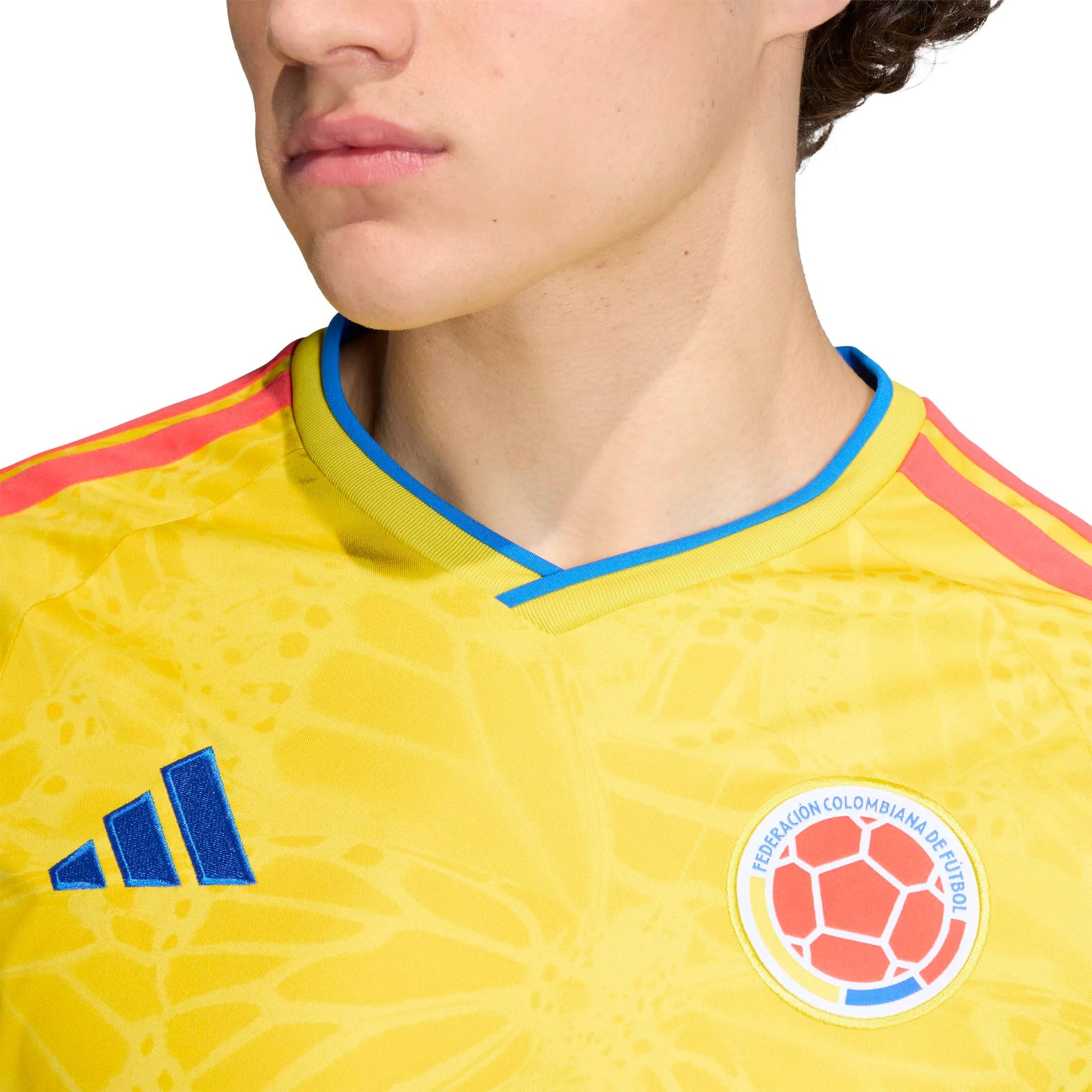 adidas 2026 Colombia Men's Stadium Home Long-Sleeve Soccer Jersey (Detail 1)