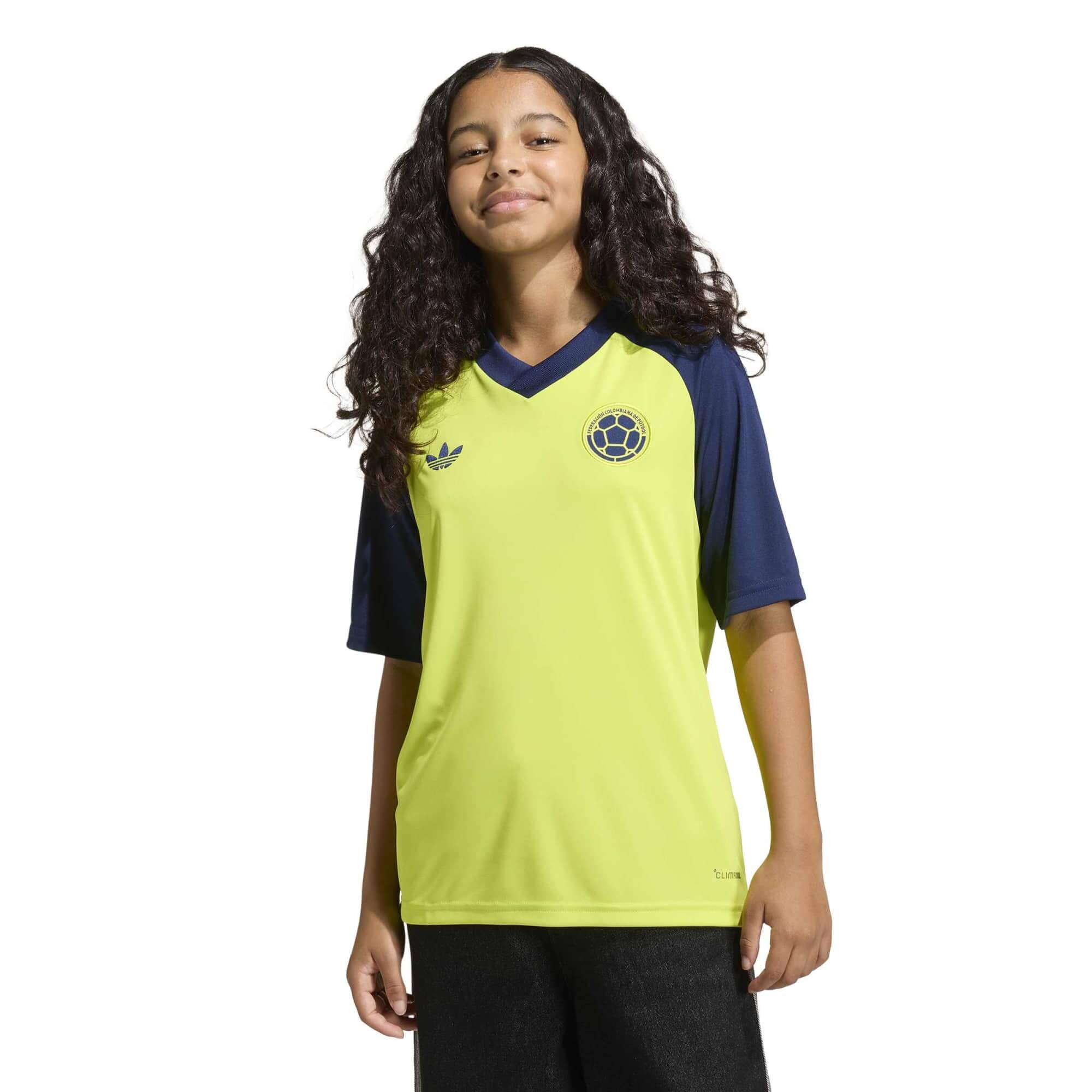 adidas 2026 Colombia Youth Away Pre-Match Soccer Jersey (Model - Front)