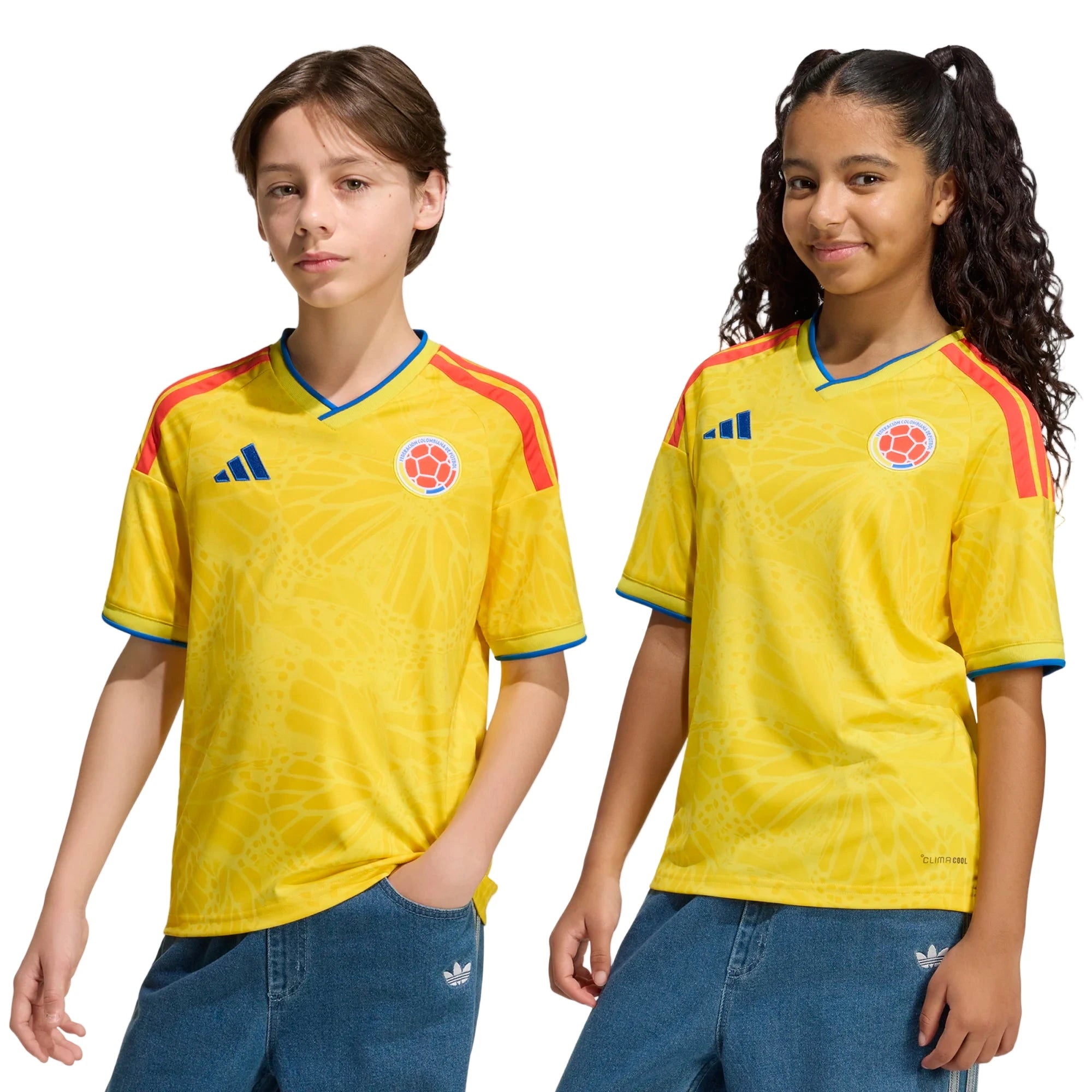 adidas 2026 Colombia Youth Stadium Home Soccer Jersey (Models - Front)