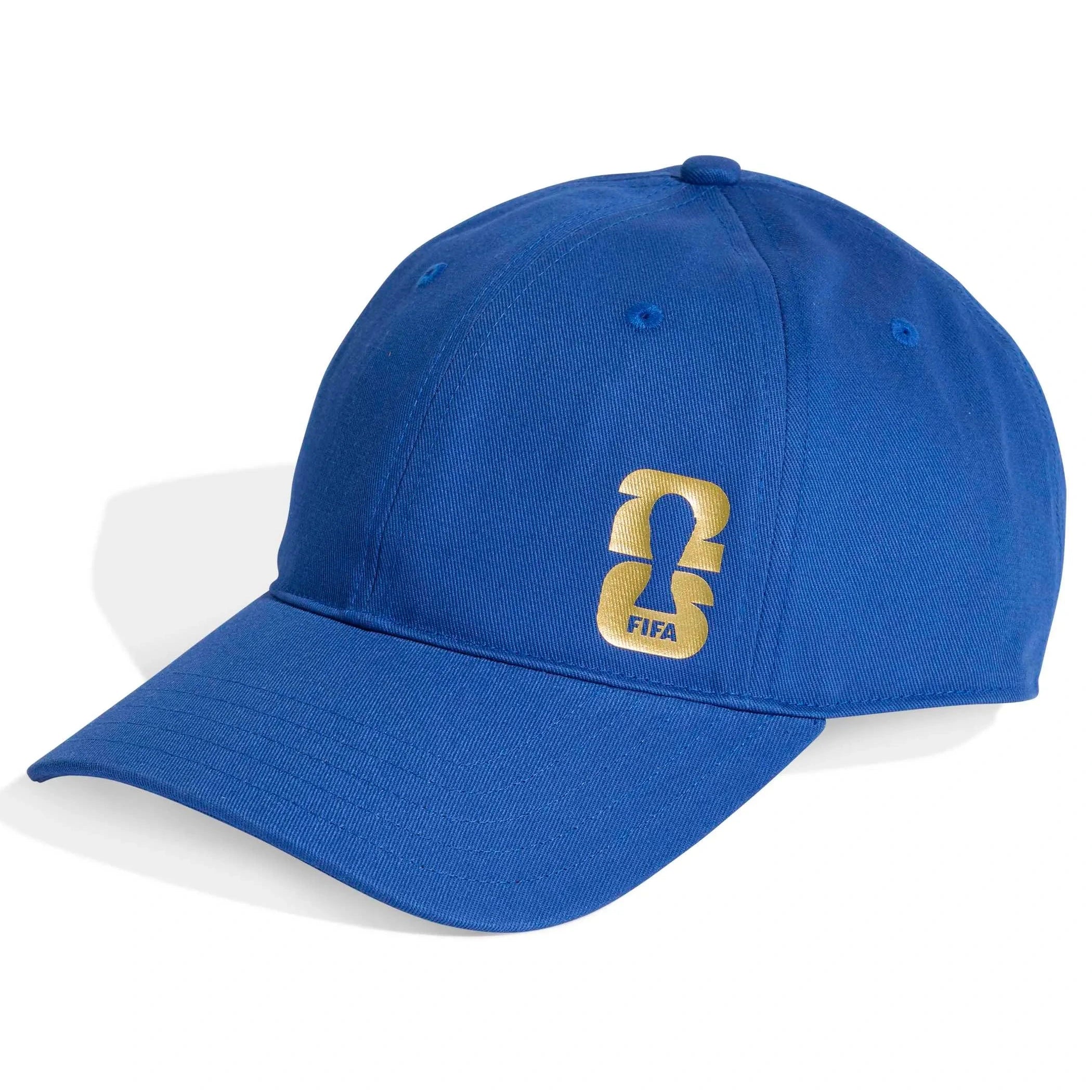 adidas 2026 FIFA World Cup Official Emblem Cap Team Royal Blue / Dark Football Gold (Lateral - Front)