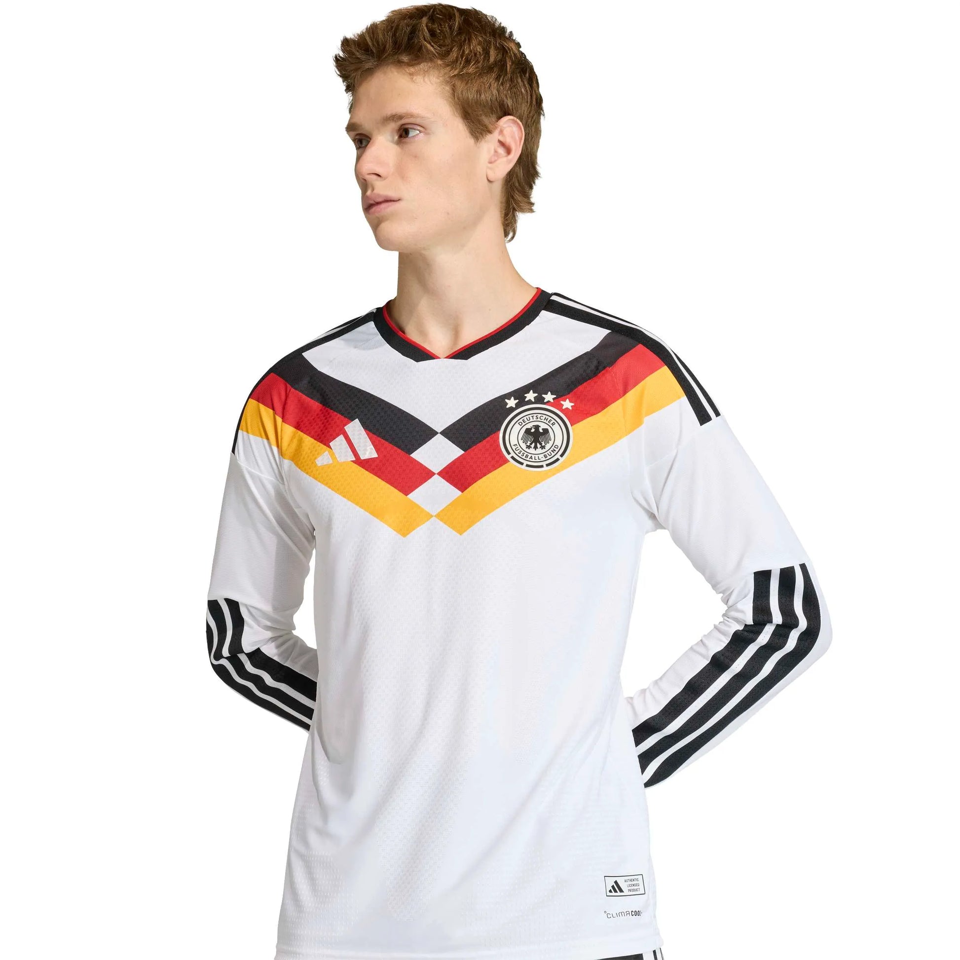 adidas 2026 Germany Men's Authentic Home Long-Sleeve Soccer Jersey (Detail 1)