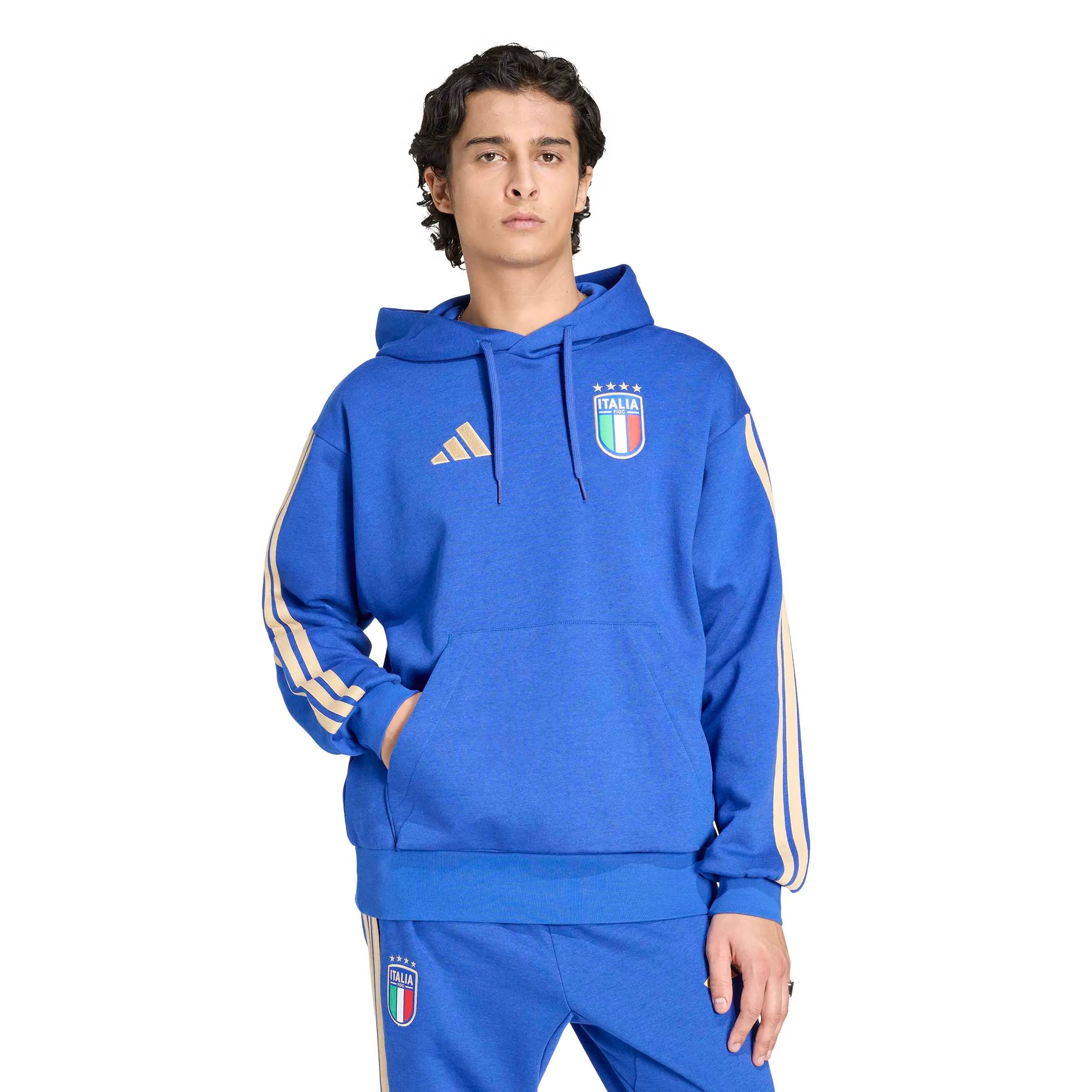 adidas 2026 Italy Men's DNA Fleece Hoodie (Model - Front)
