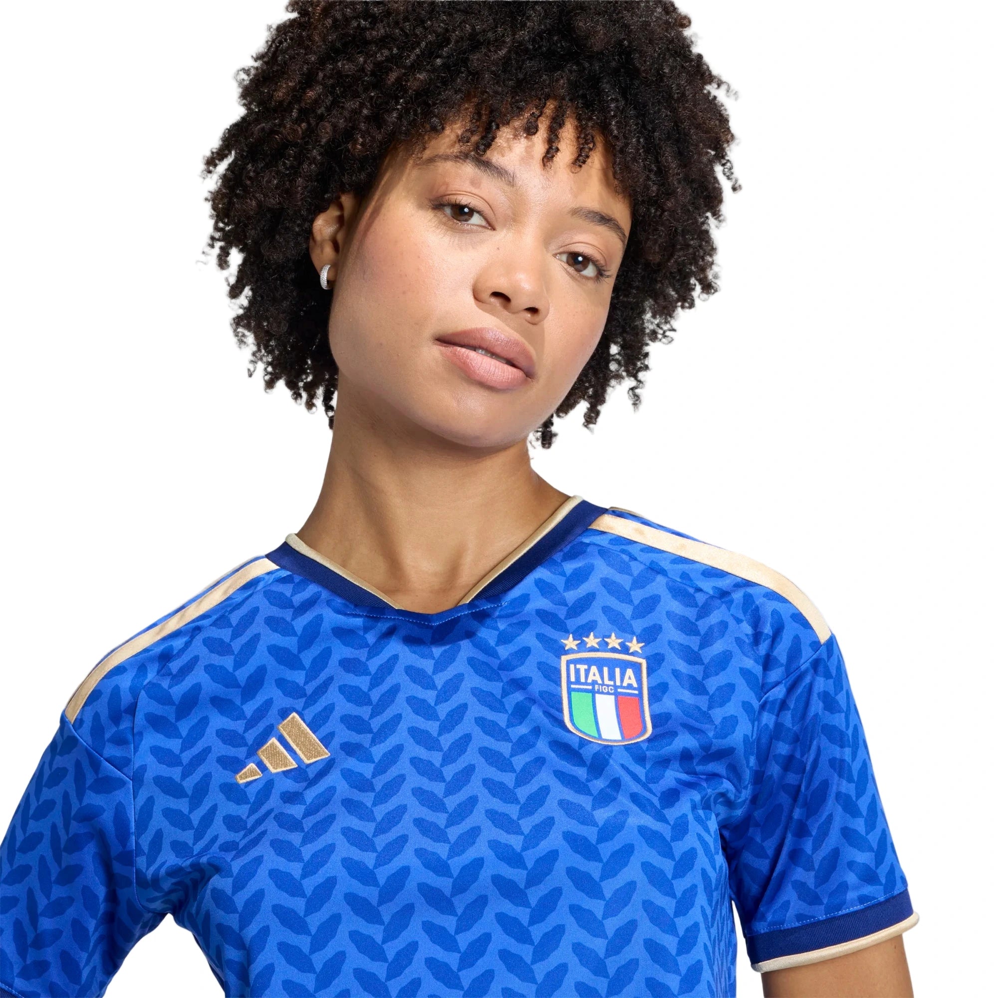 adidas 2026 Italy Women's Stadium Home Cropped Soccer Jersey (Detail 1)