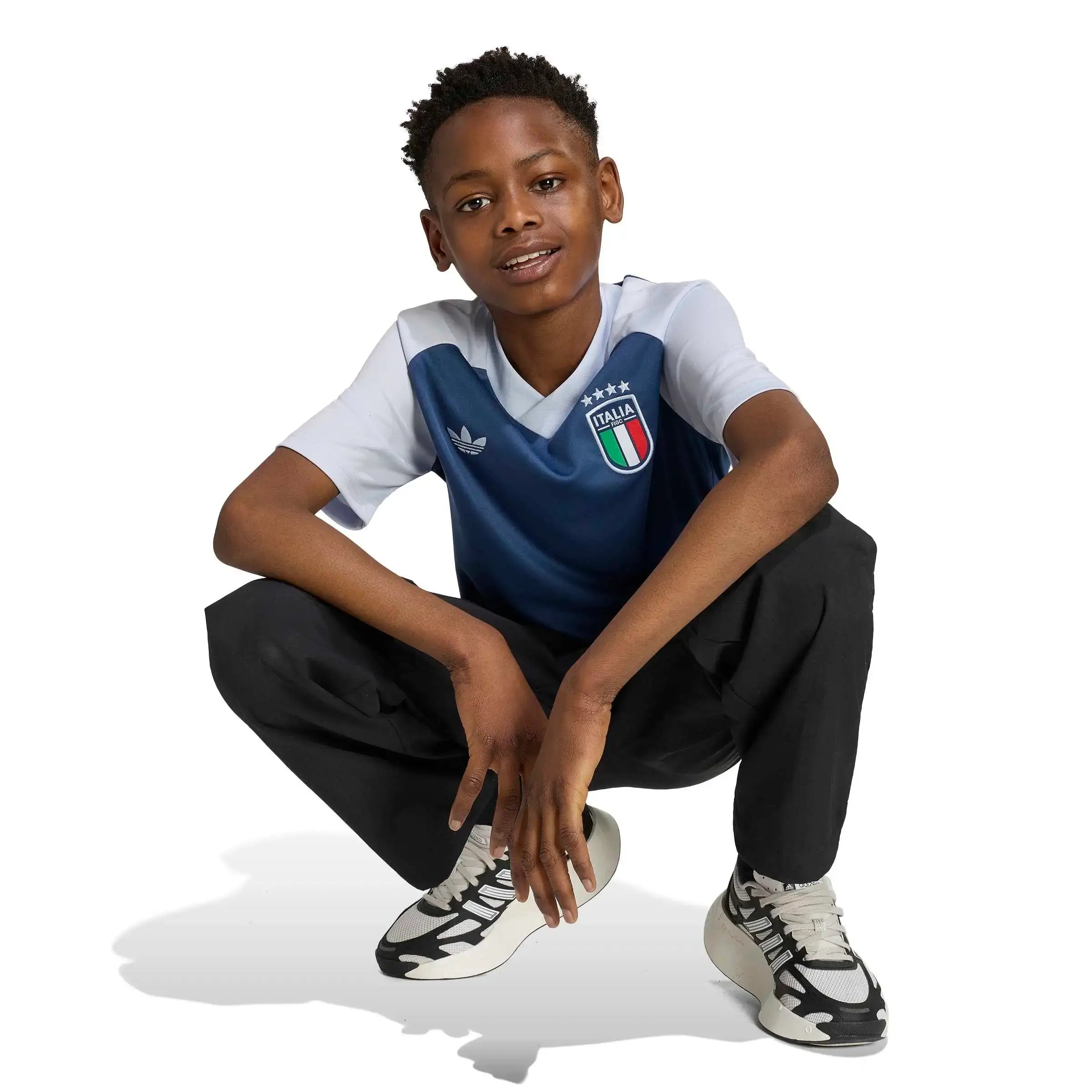 adidas 2026 Italy Youth Away Pre-Match Soccer Jersey (Model - Side)