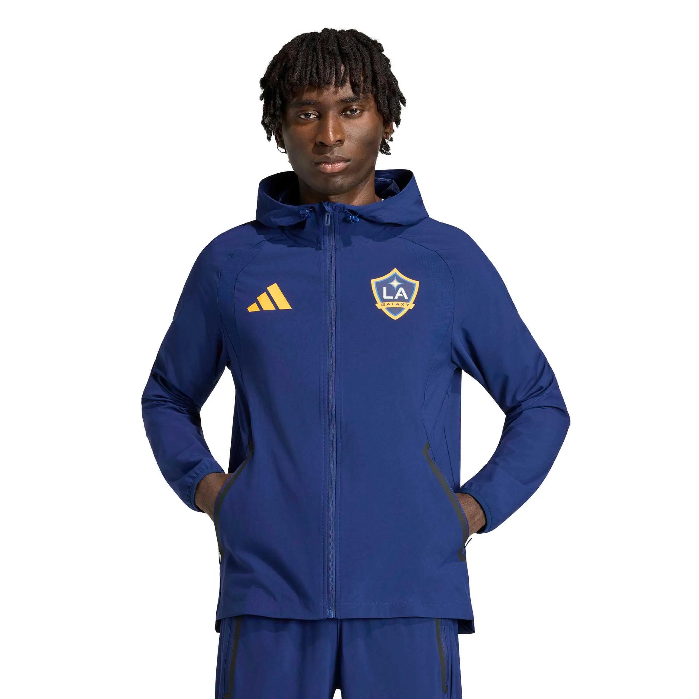 adidas 2026 LA Galaxy Men's Travel Full-Zip Windbreaker (Model - Front)