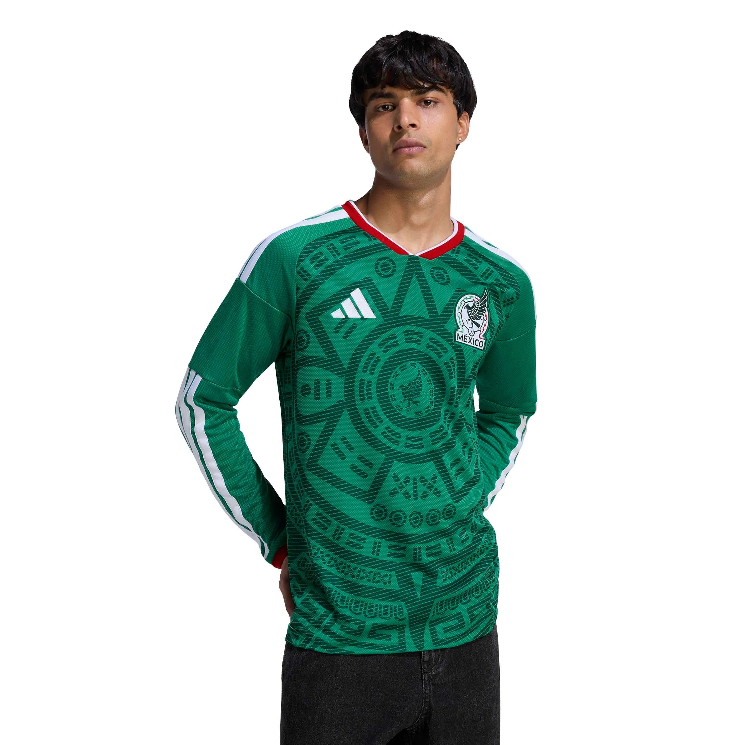 adidas 2026 Mexico Men's Stadium Home Long-Sleeve Soccer Jersey (Model - Front)