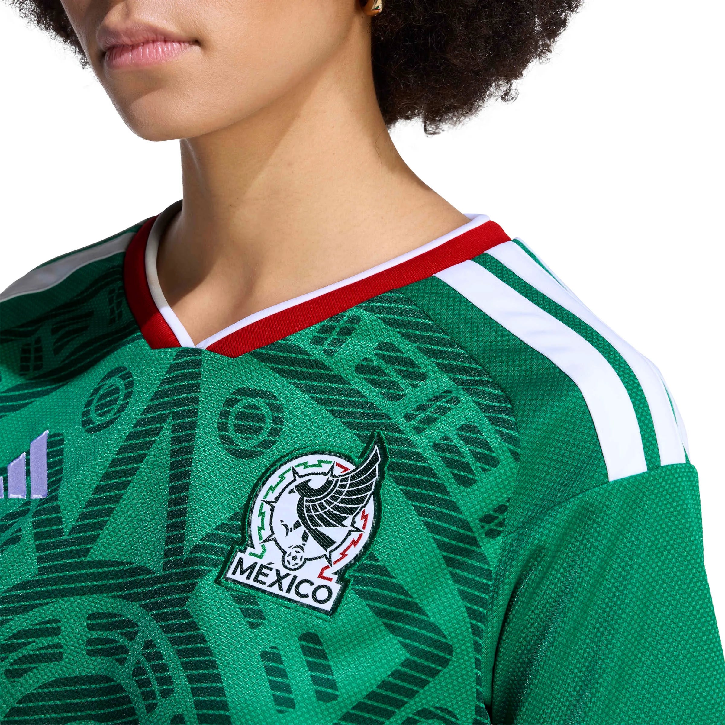 adidas 2026 Mexico Women's Stadium Home Cropped Jersey (Detail 1)