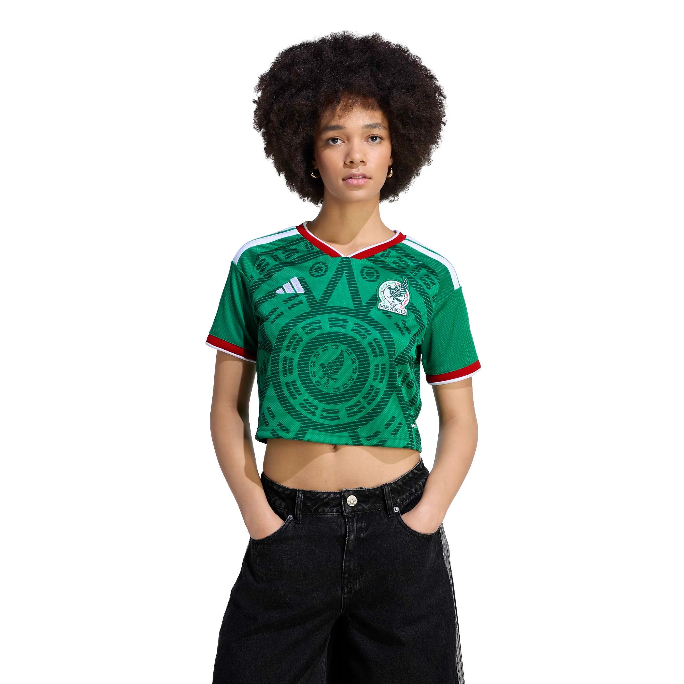 adidas 2026 Mexico Women's Stadium Home Cropped Jersey (Model - Front)