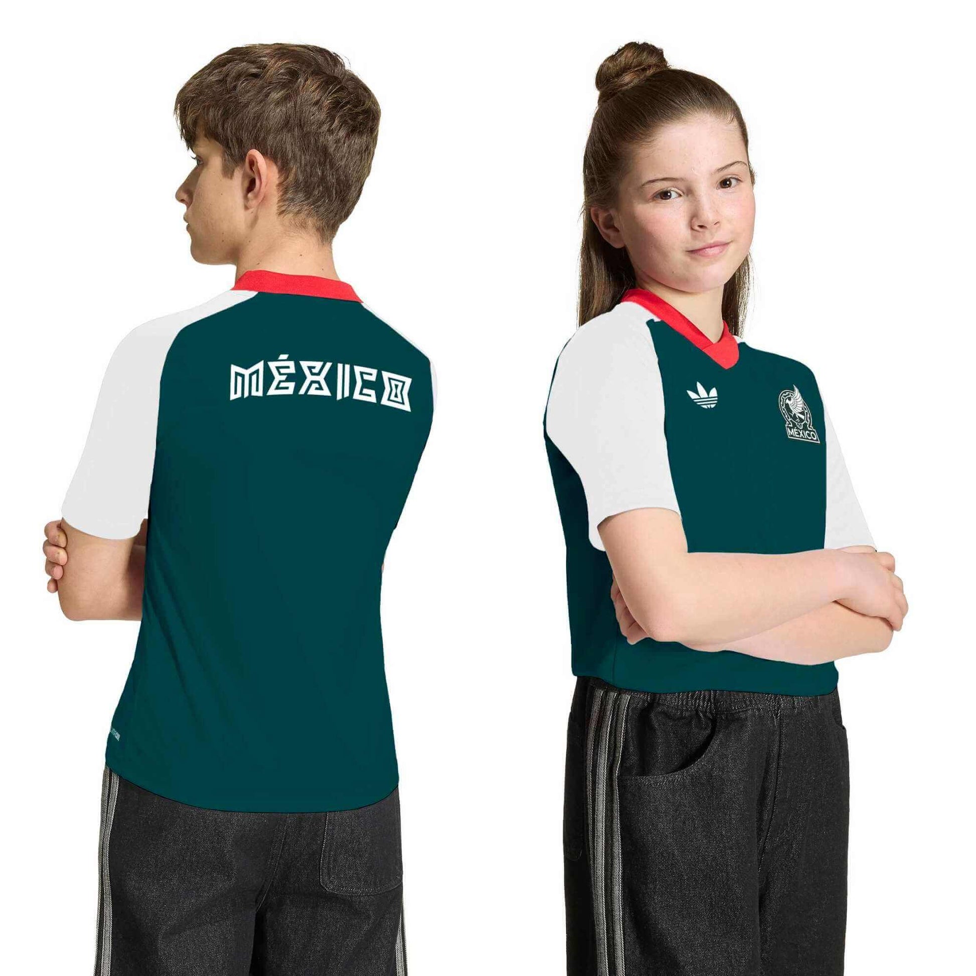 adidas 2026 Mexico Youth Away Pre-Match Soccer Jersey (Models - Back)