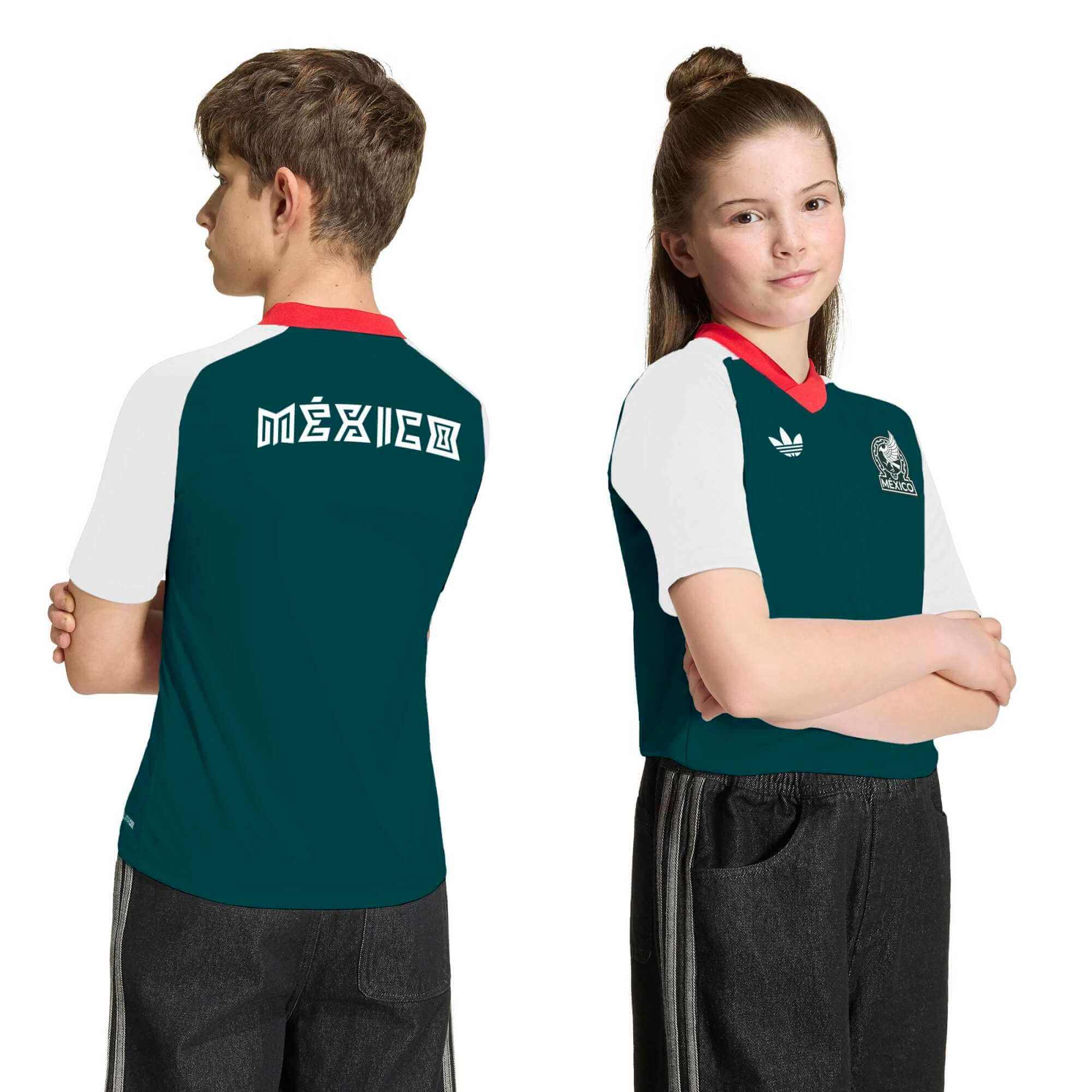 adidas 2026 Mexico Youth Away Pre-Match Soccer Jersey (Models - Back)