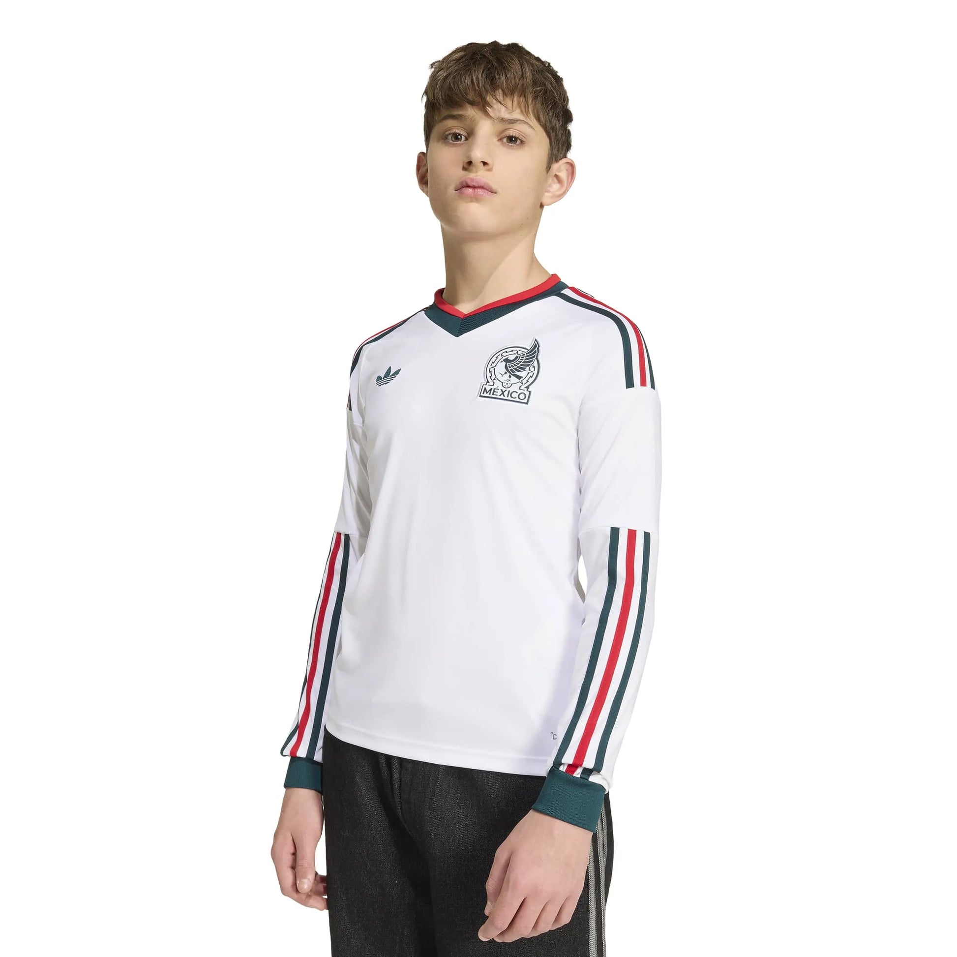 adidas 2026 Mexico Youth Stadium Away Long-Sleeve Soccer Jersey