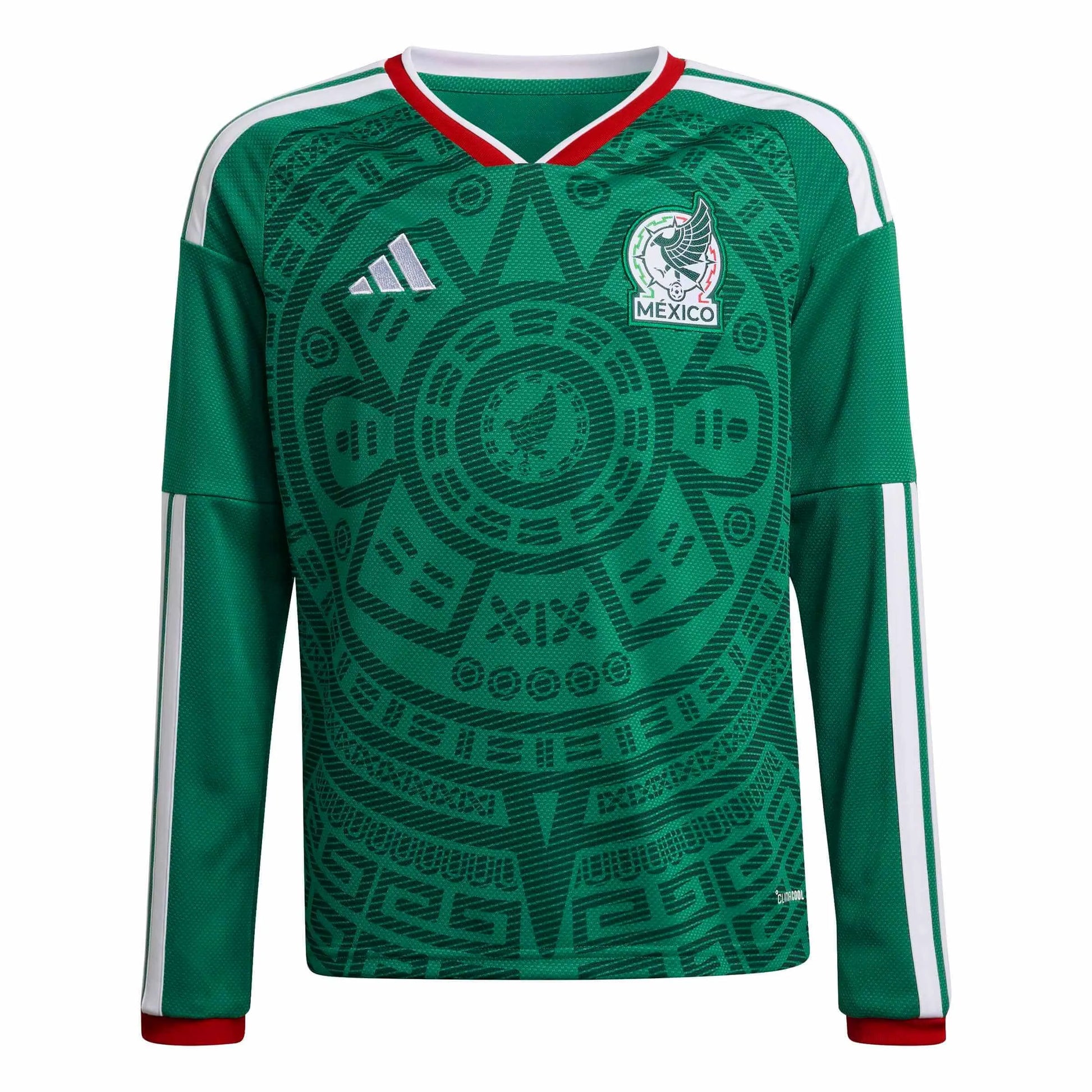 adidas 2026 Mexico Youth Stadium Home Long-Sleeve Soccer Jersey (Front)