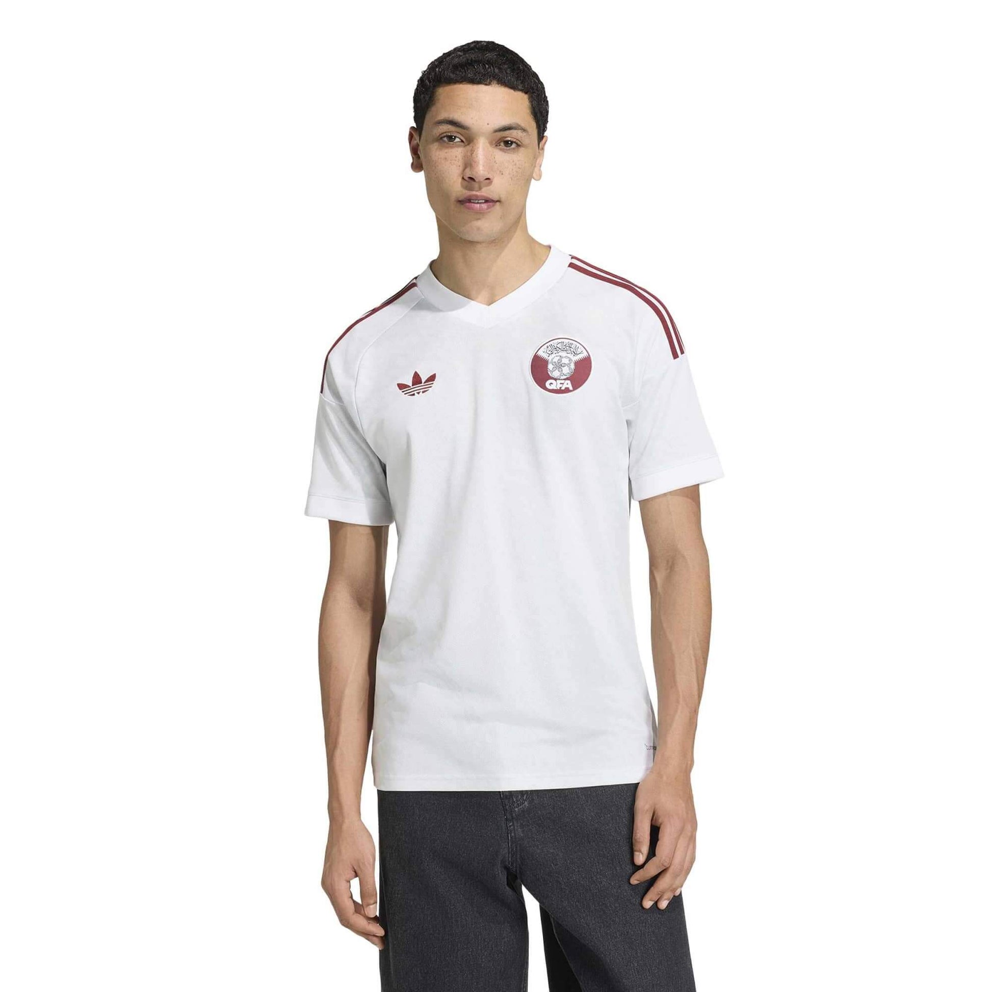 adidas 2026 Qatar Men's Stadium Away Soccer Jersey (Model - Front)