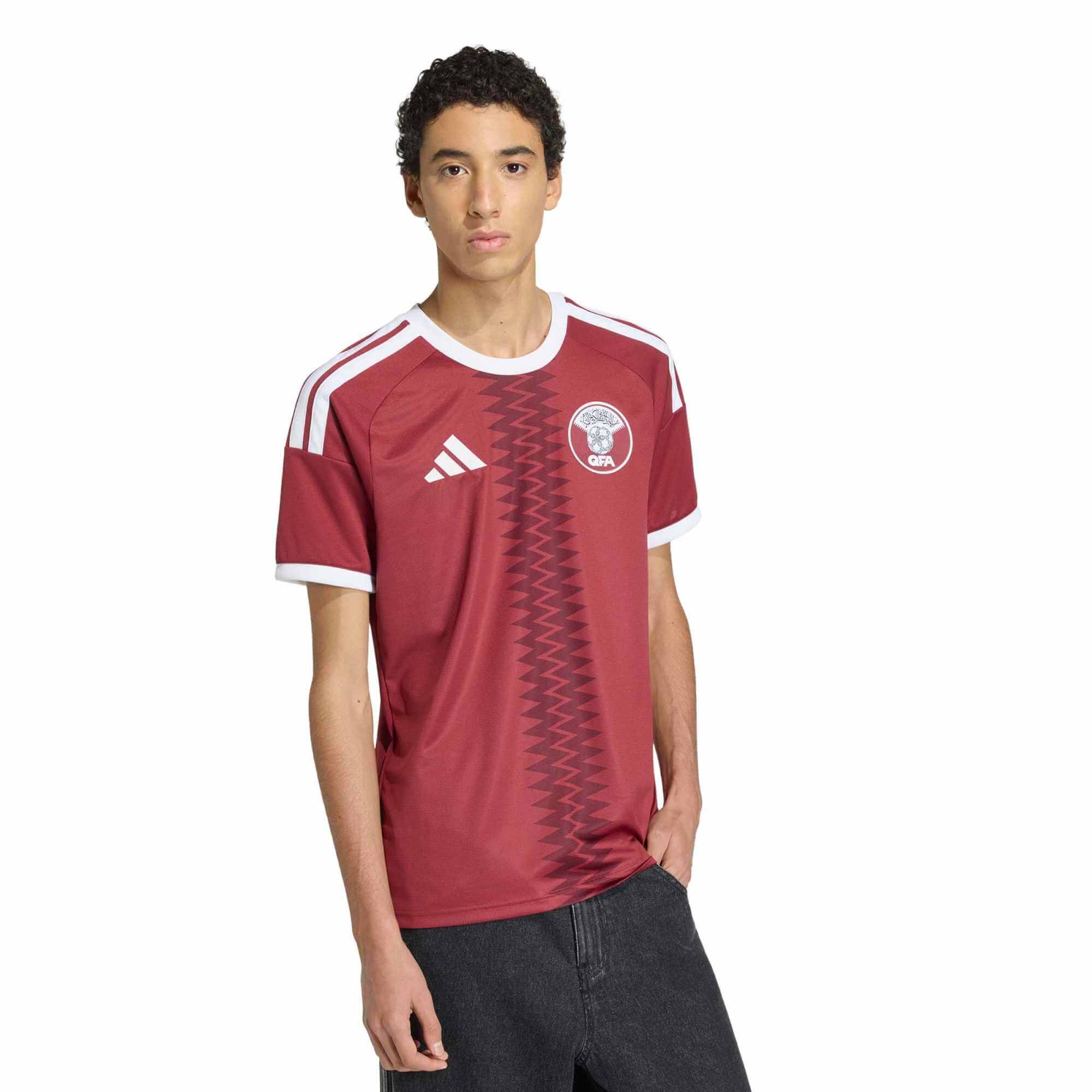 adidas 2026 Qatar Men's Stadium Home Soccer Jersey (Model - Front)
