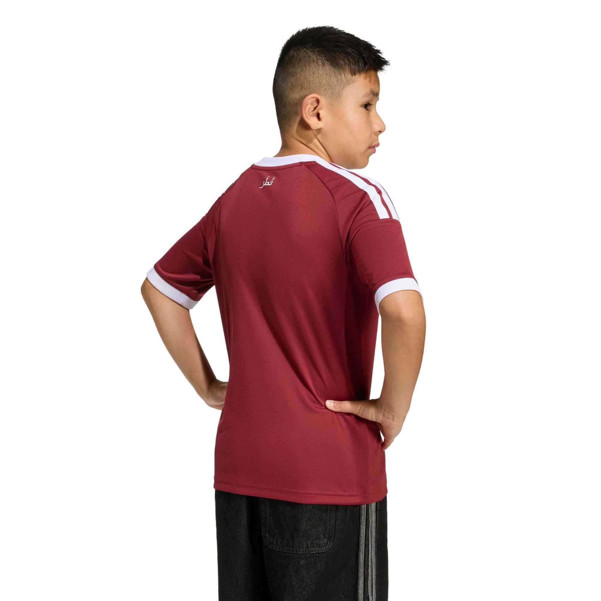 adidas 2026 Qatar Youth Stadium Home Soccer Jersey (Model - Back)