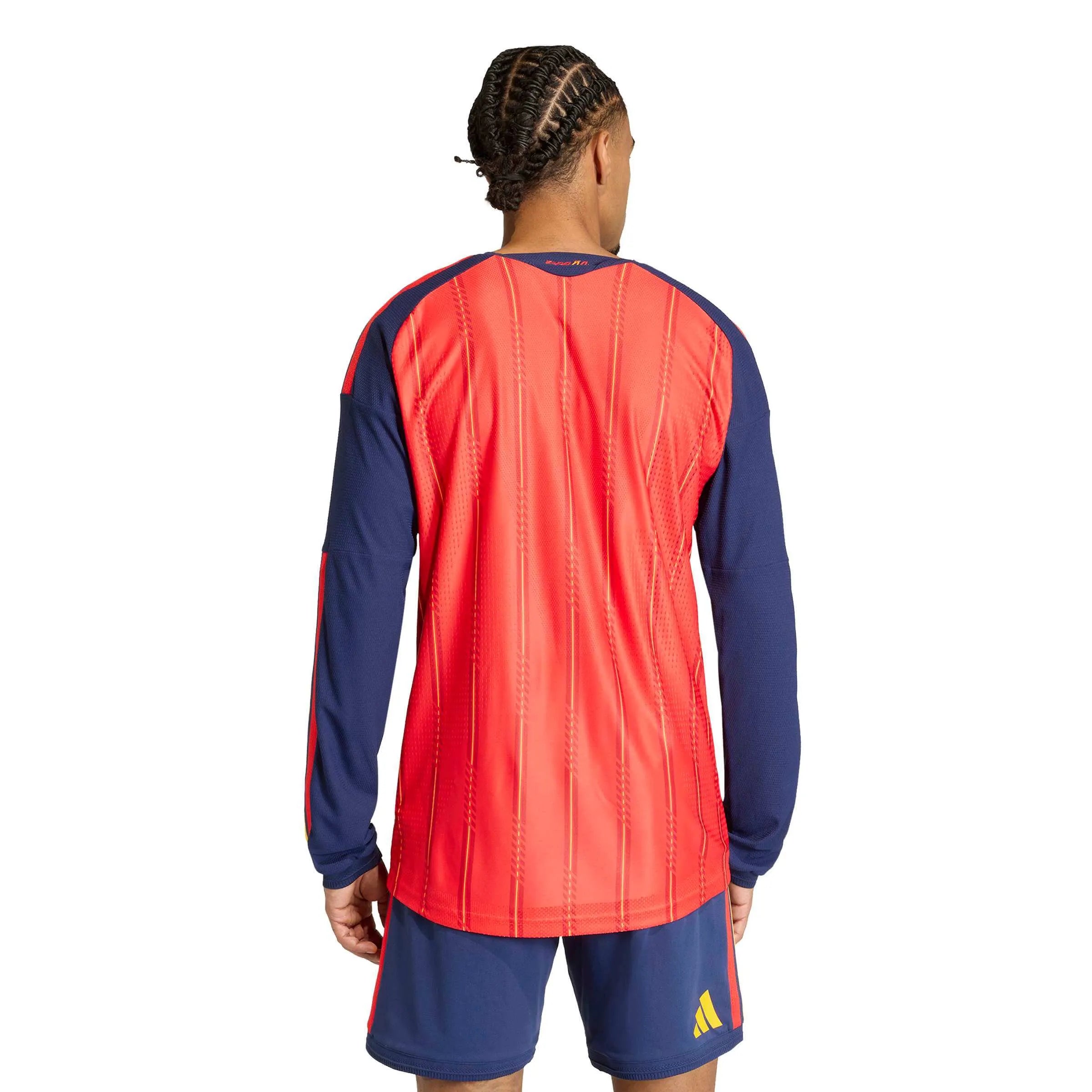 adidas 2026 Spain Men's Authentic Home Long-Sleeve Soccer Jersey (Model - Back)