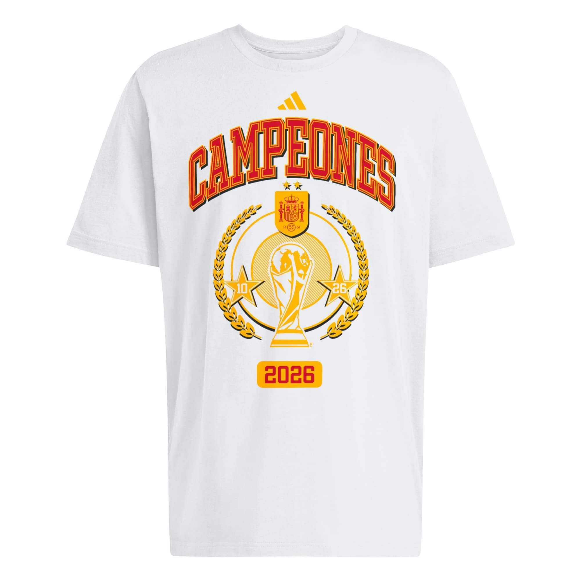 adidas 2026 Spain Men's Campeones Tee White (Front)