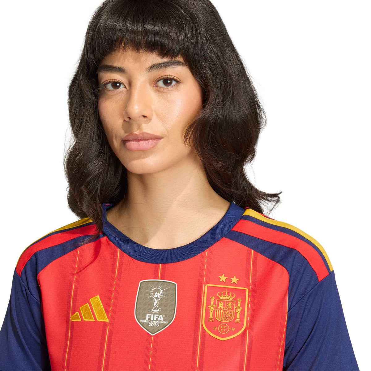 adidas 2026 Spain Women's 2-Star Stadium Home Soccer Jersey (Detail 1)