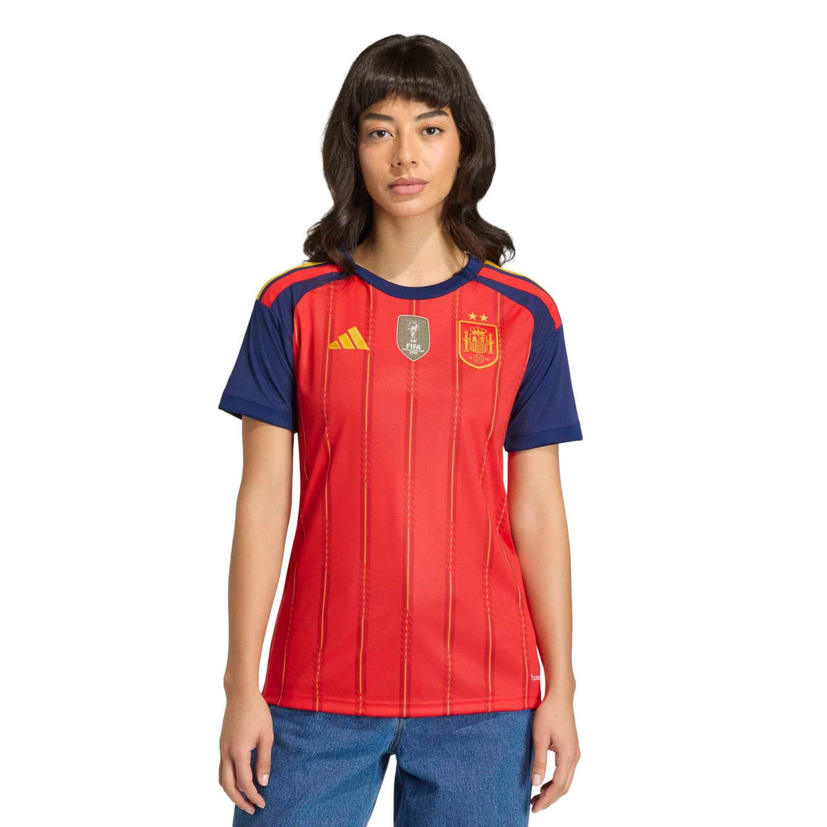adidas 2026 Spain Women's 2-Star Stadium Home Soccer Jersey (Model - Front)