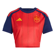 adidas 2026 Spain Women's Stadium Home Cropped Soccer Jersey (Front)