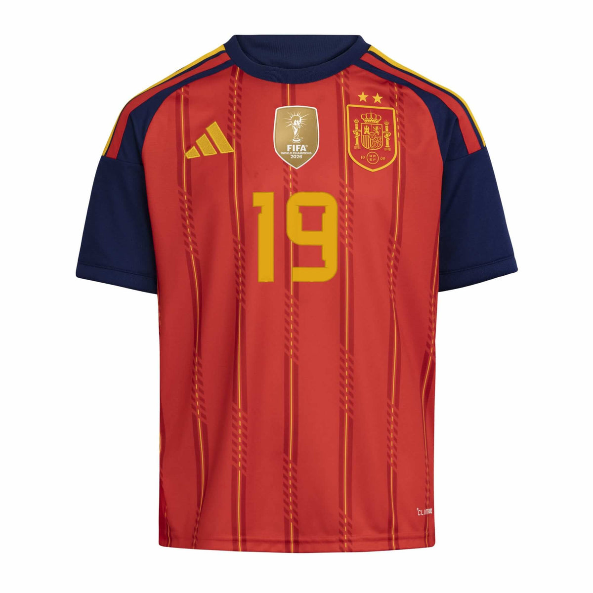 adidas 2026 Spain Youth 2-Star Lamine Yamal #19 Stadium Home Soccer Jersey