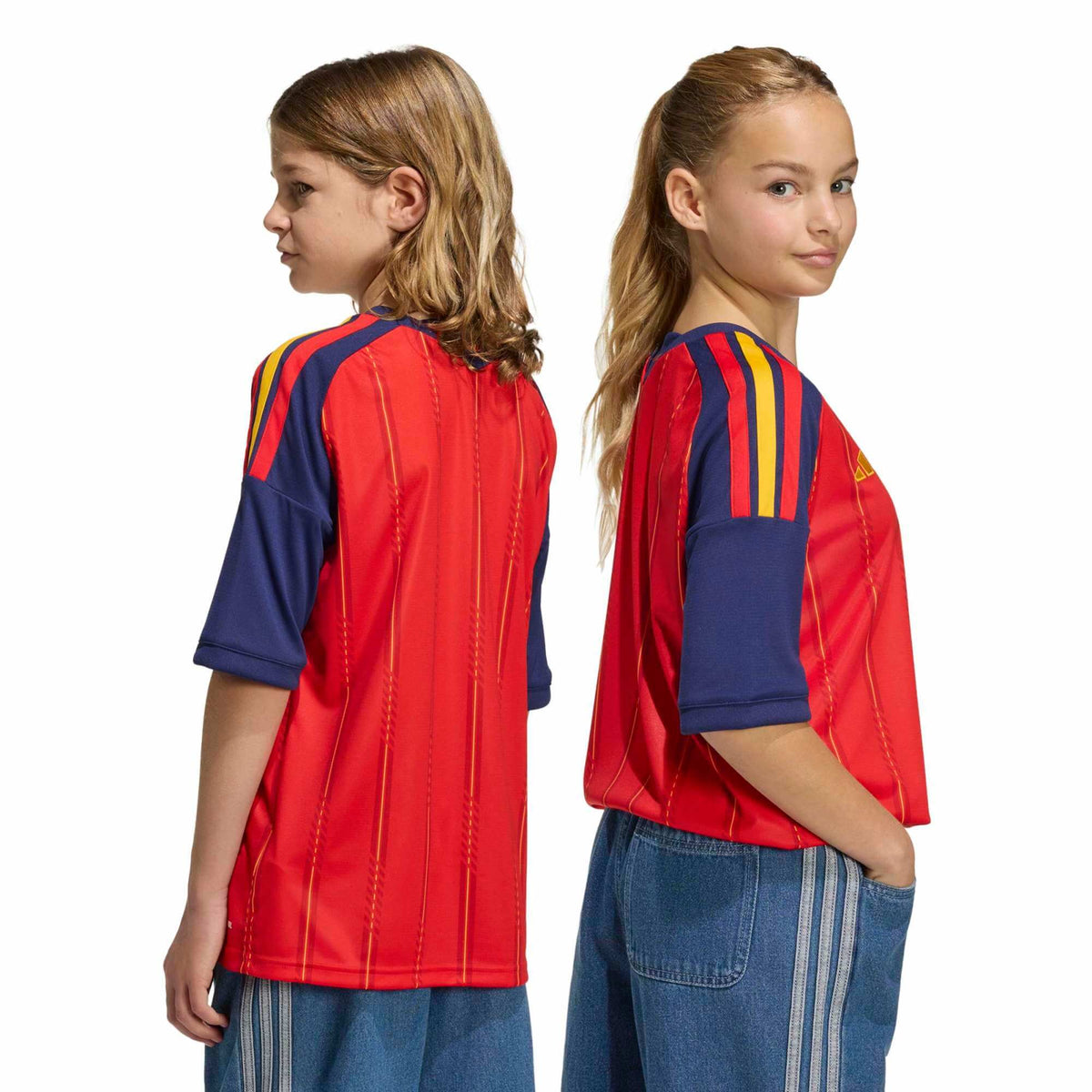 adidas 2026 Spain Youth 2 Star Stadium Home Soccer Jersey (Models - Back)