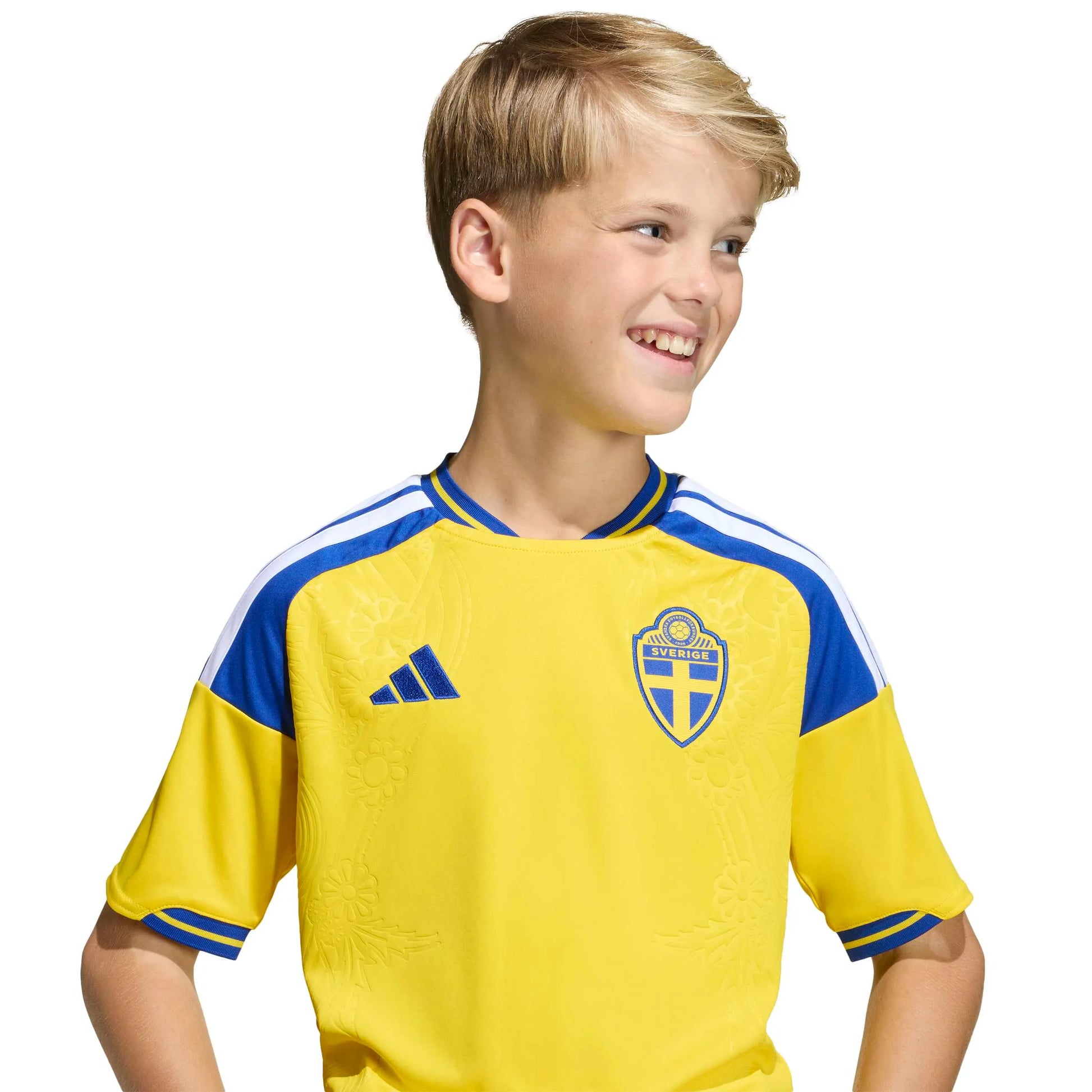 adidas 2026 Sweden Youth Stadium Home Soccer Jersey (Detail 1)