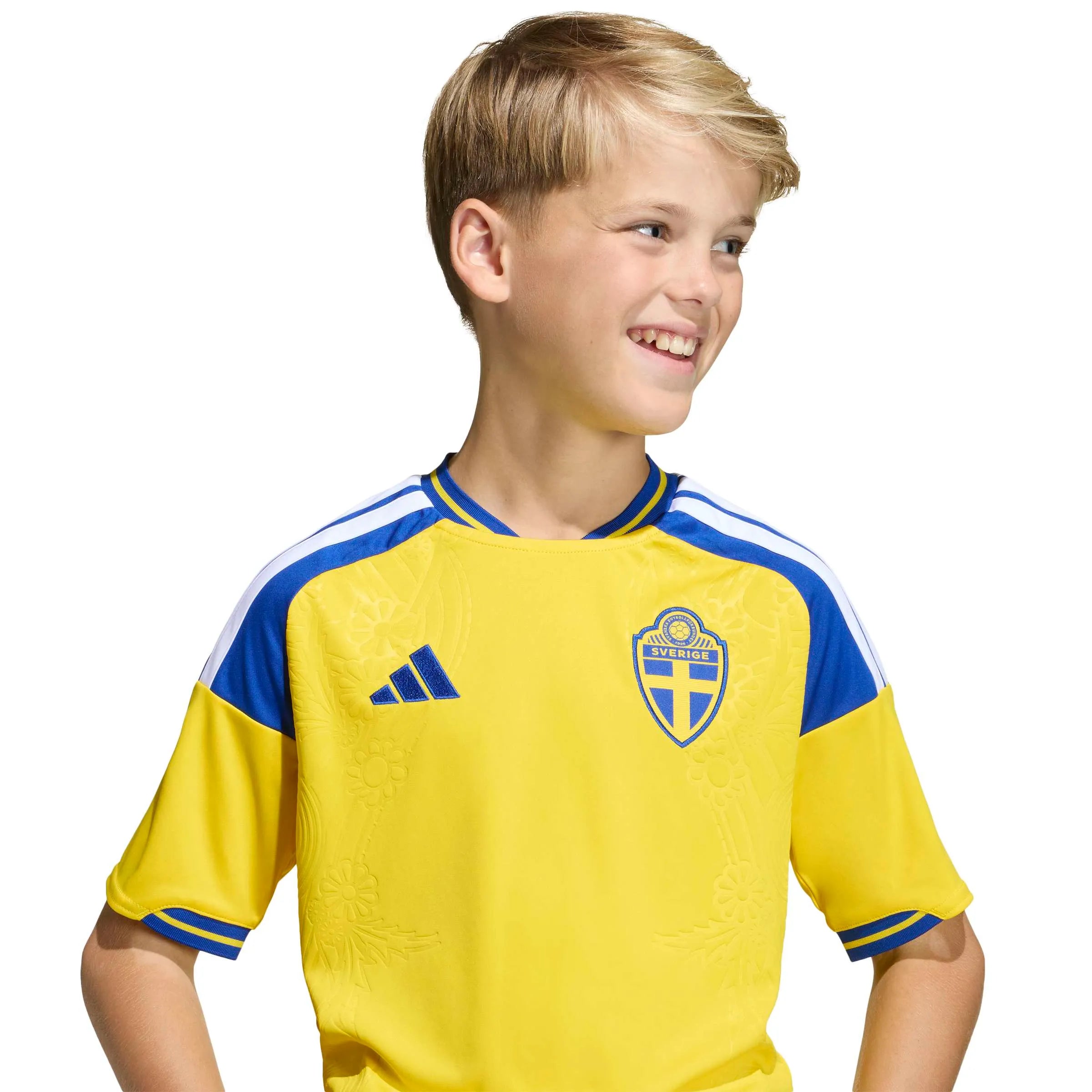 adidas 2026 Sweden Youth Stadium Home Soccer Jersey (Detail 1)
