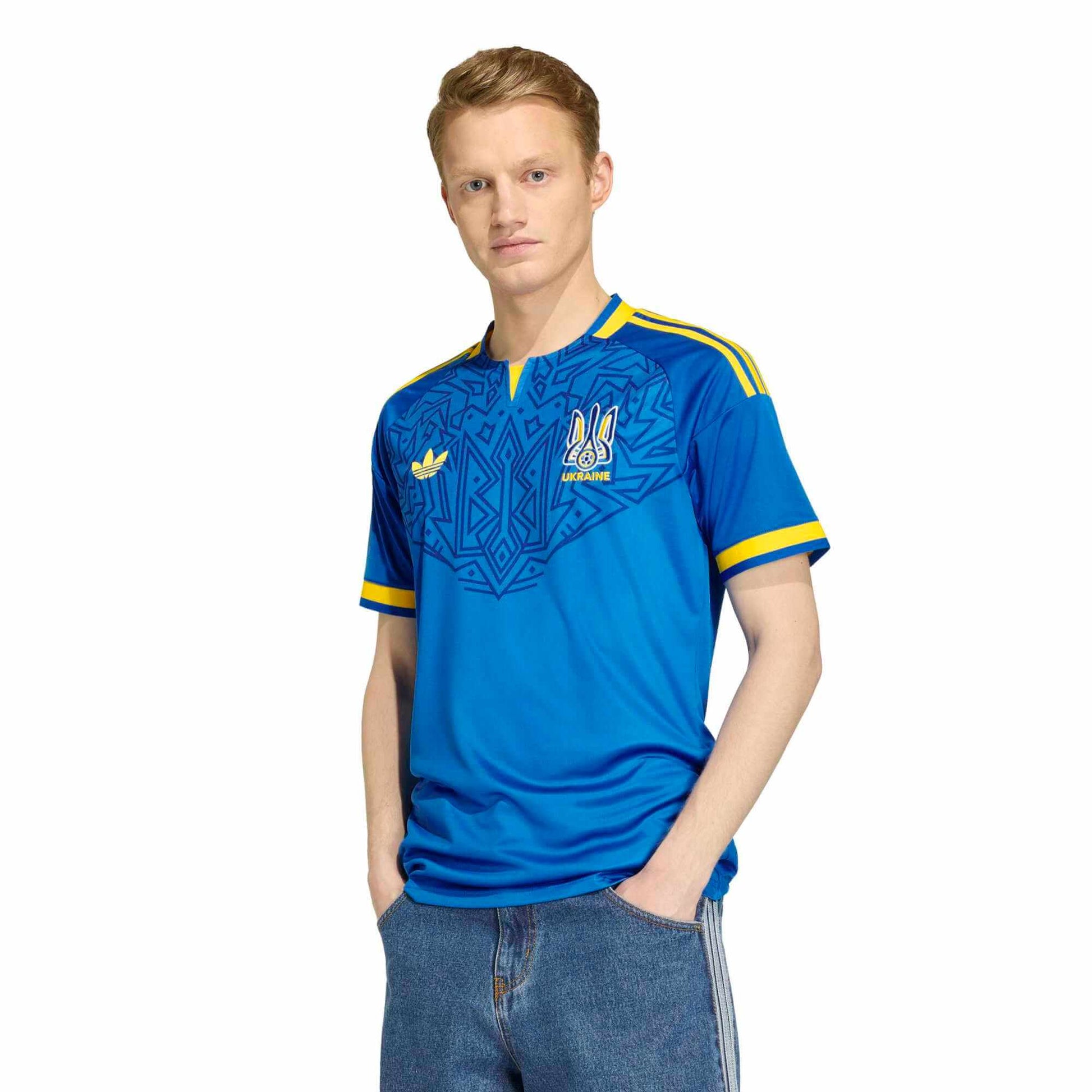 adidas 2026 Ukraine Men's Stadium Away Soccer Jersey (Model - Front)