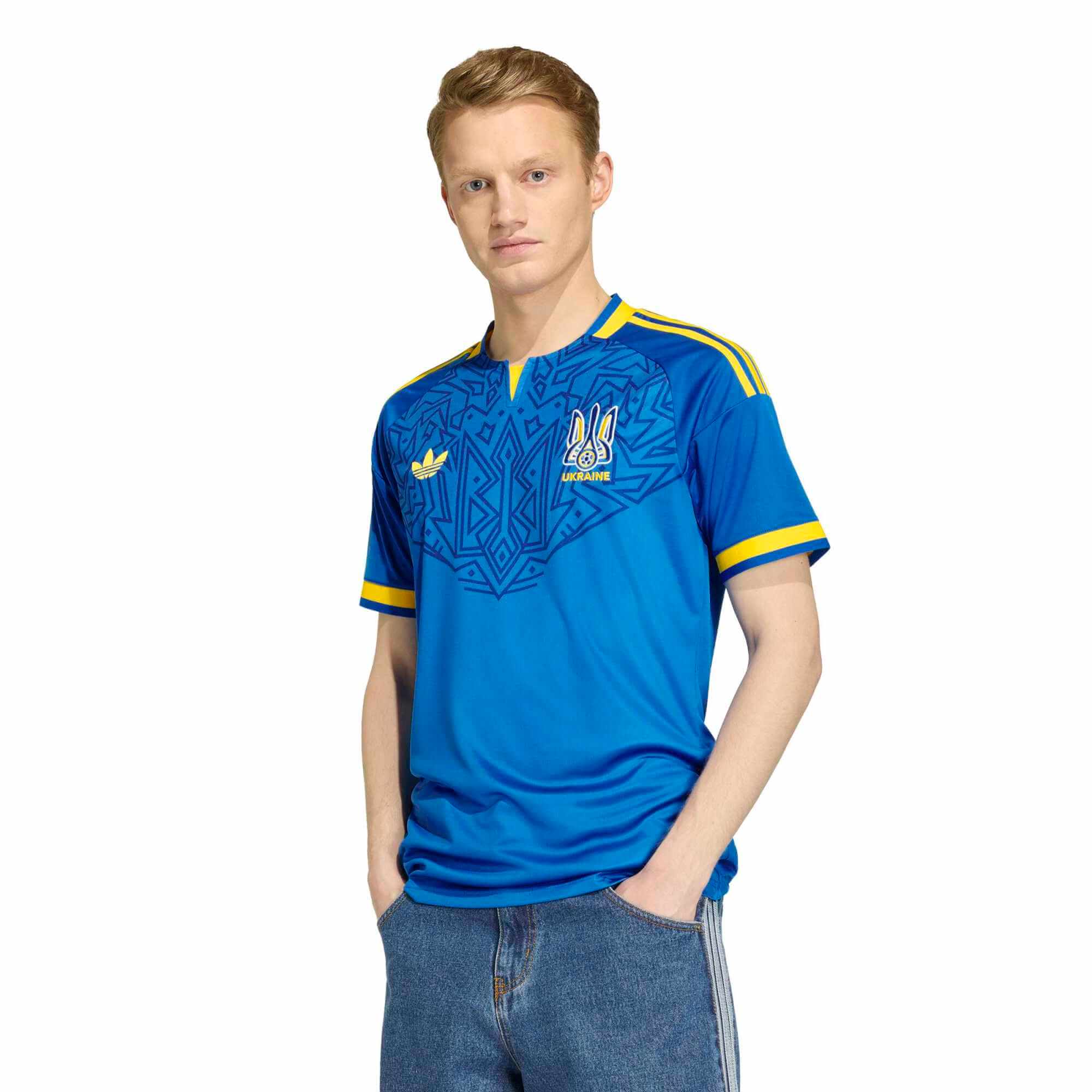 adidas 2026 Ukraine Men's Stadium Away Soccer Jersey (Model - Front)