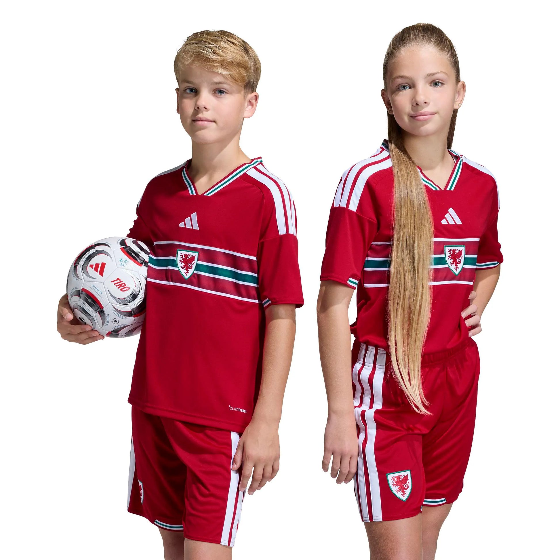 adidas 2026 Wales Youth Stadium Home Soccer Jersey (Models - Front)