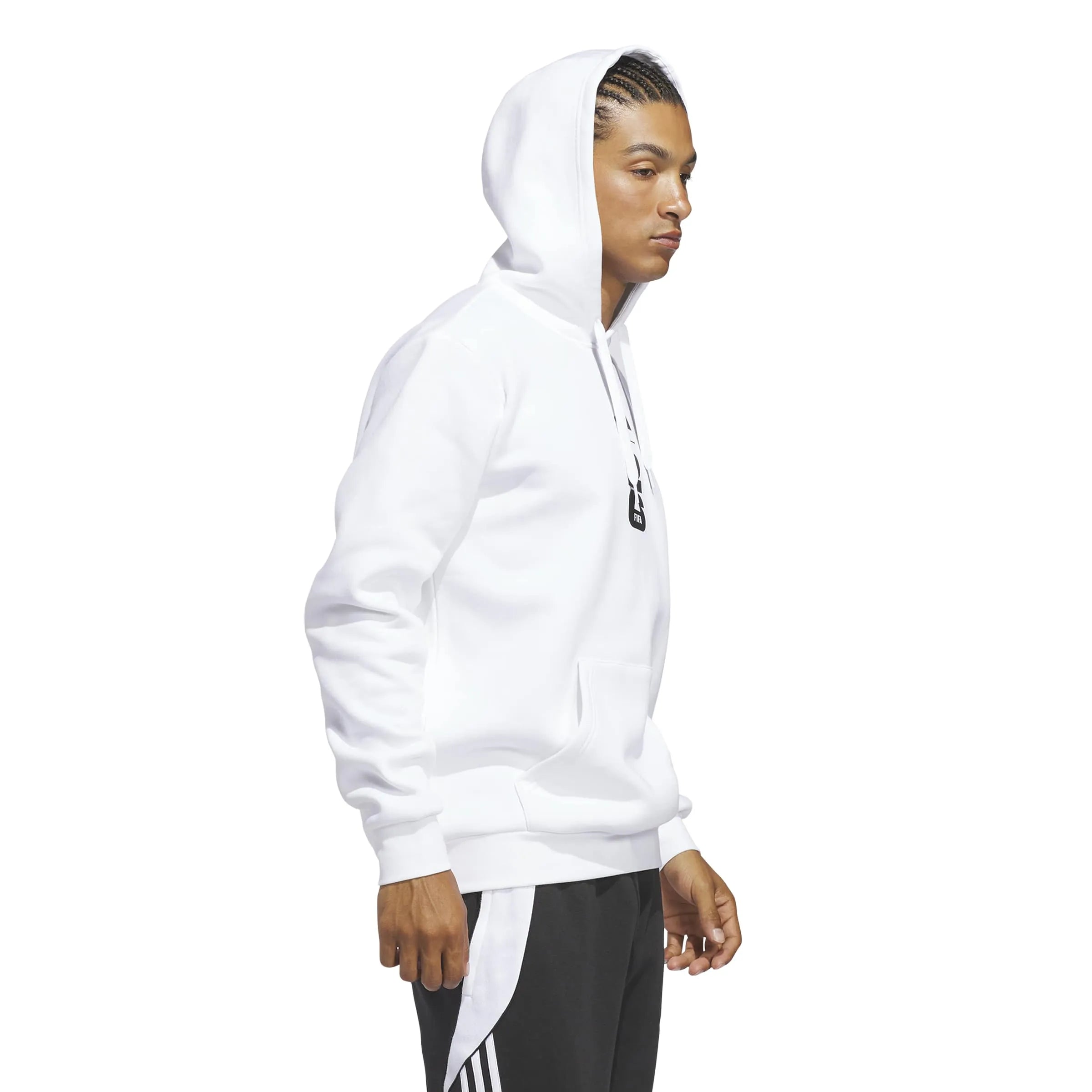 adidas 2026 World Cup Men's Match Ball Graphic Hoodie White (Model - Side)