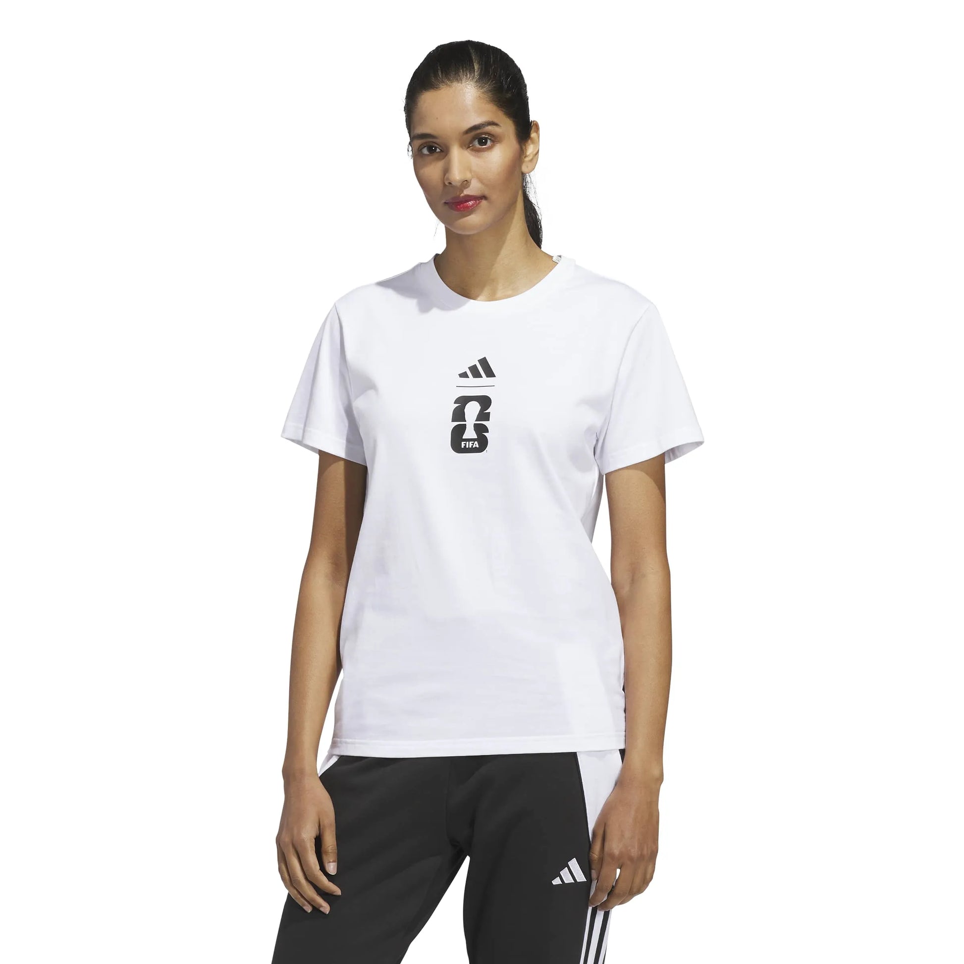 adidas 2026 World Cup Women's Match Ball Graphic Tee (Model - Front)