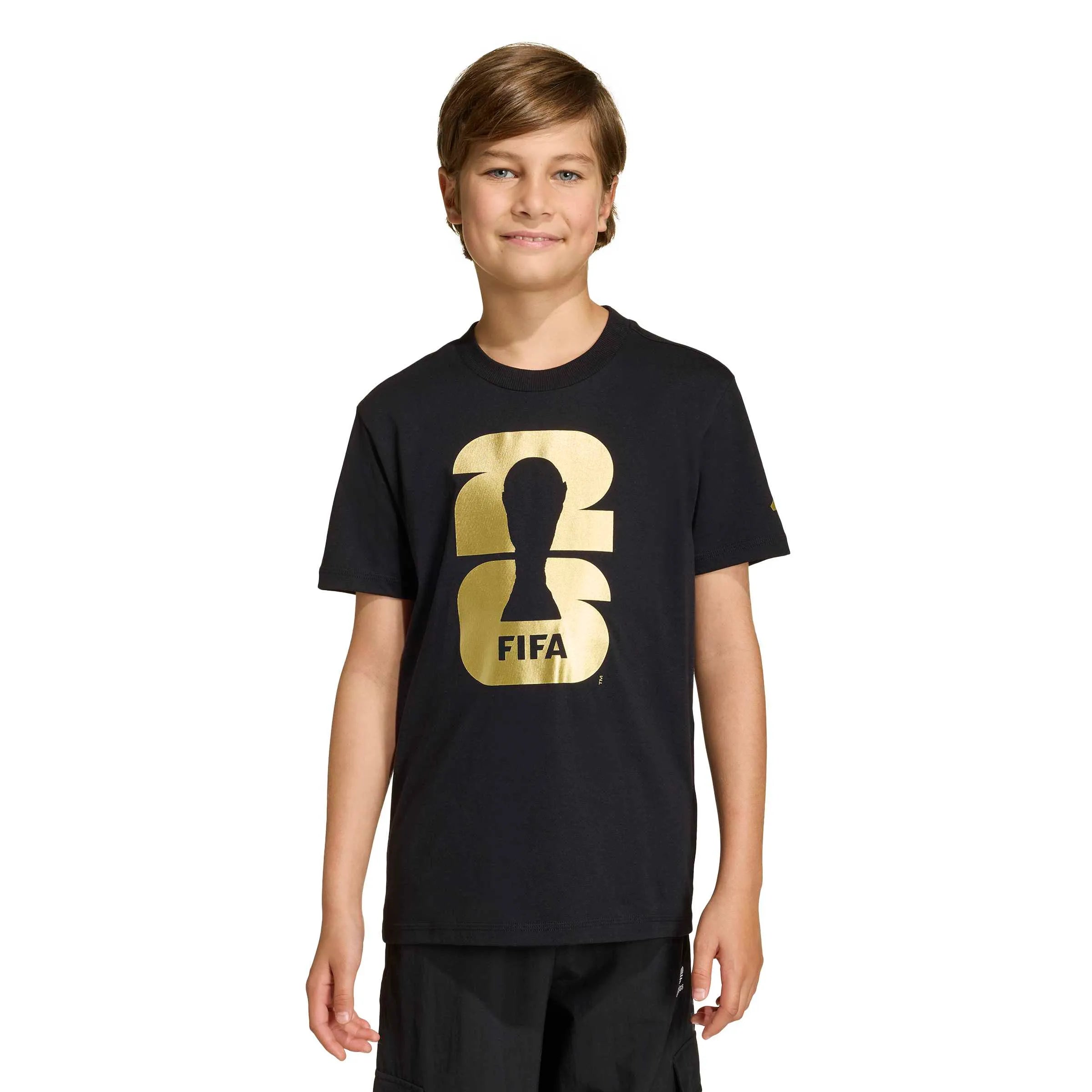 adidas 2026 World Cup Youth Official Emblem Tee (Model - Front)