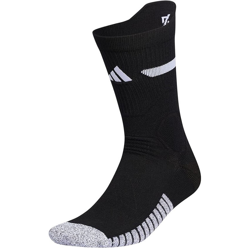 adidas Adizero 2 FTBL Cushioned Crew Socks Black-White (Front)