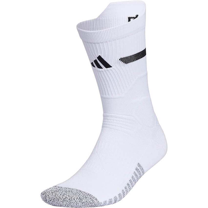 adidas Adizero 2 FTBL Cushioned Crew Socks White-Black (Front)