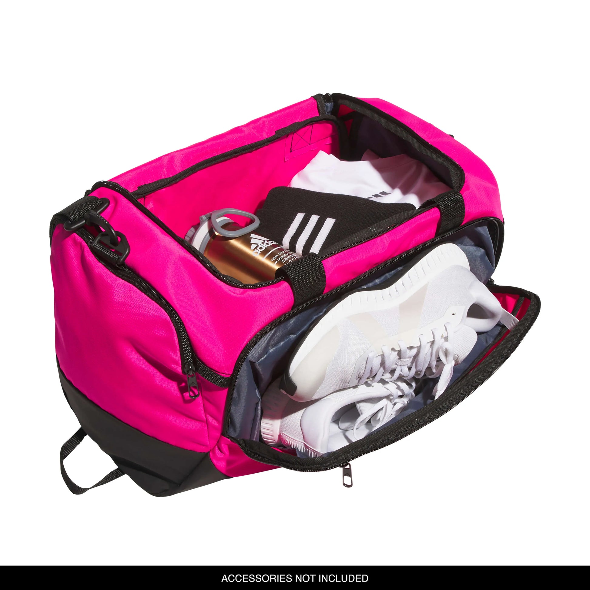 adidas Defender 5 Small Duffel Bag Team Shock Pink 2 (Top - Open)