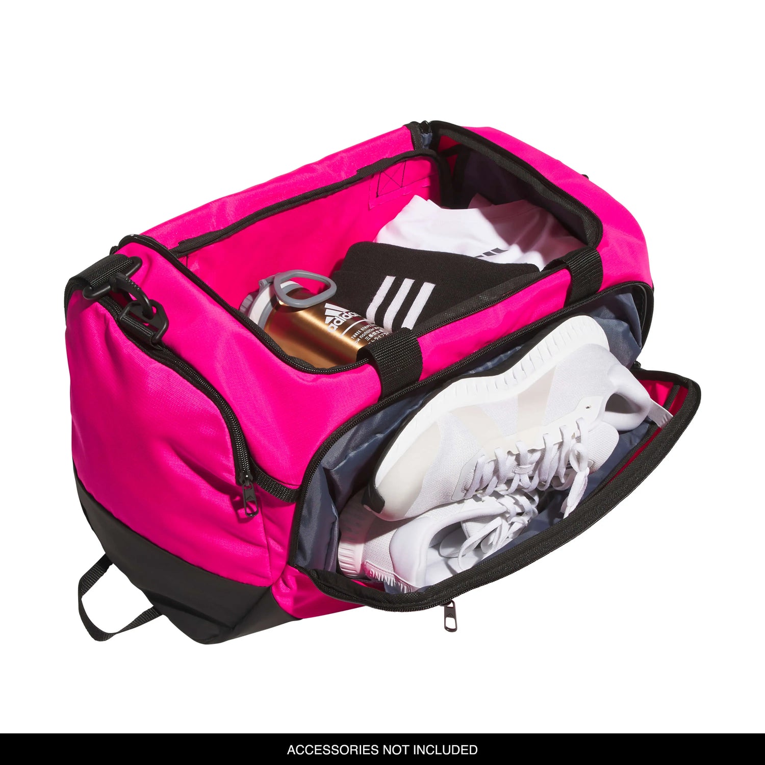 adidas Defender 5 Small Duffel Bag Team Shock Pink 2 (Top - Open)
