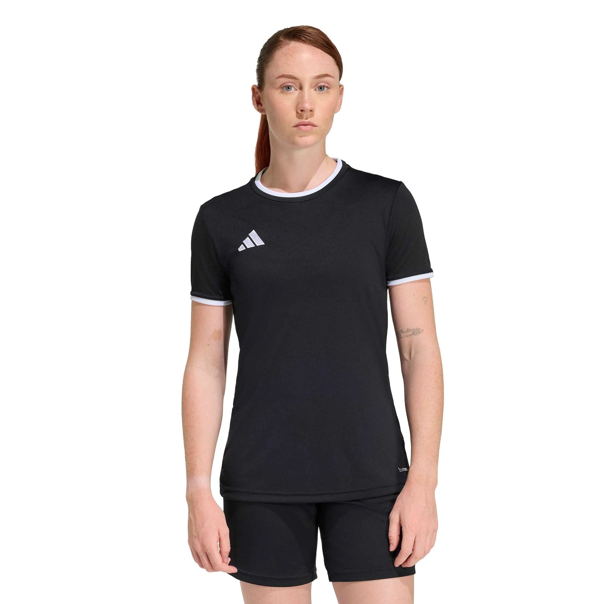 adidas Entrada 26 Women's Soccer Jersey Black (Model - Front)