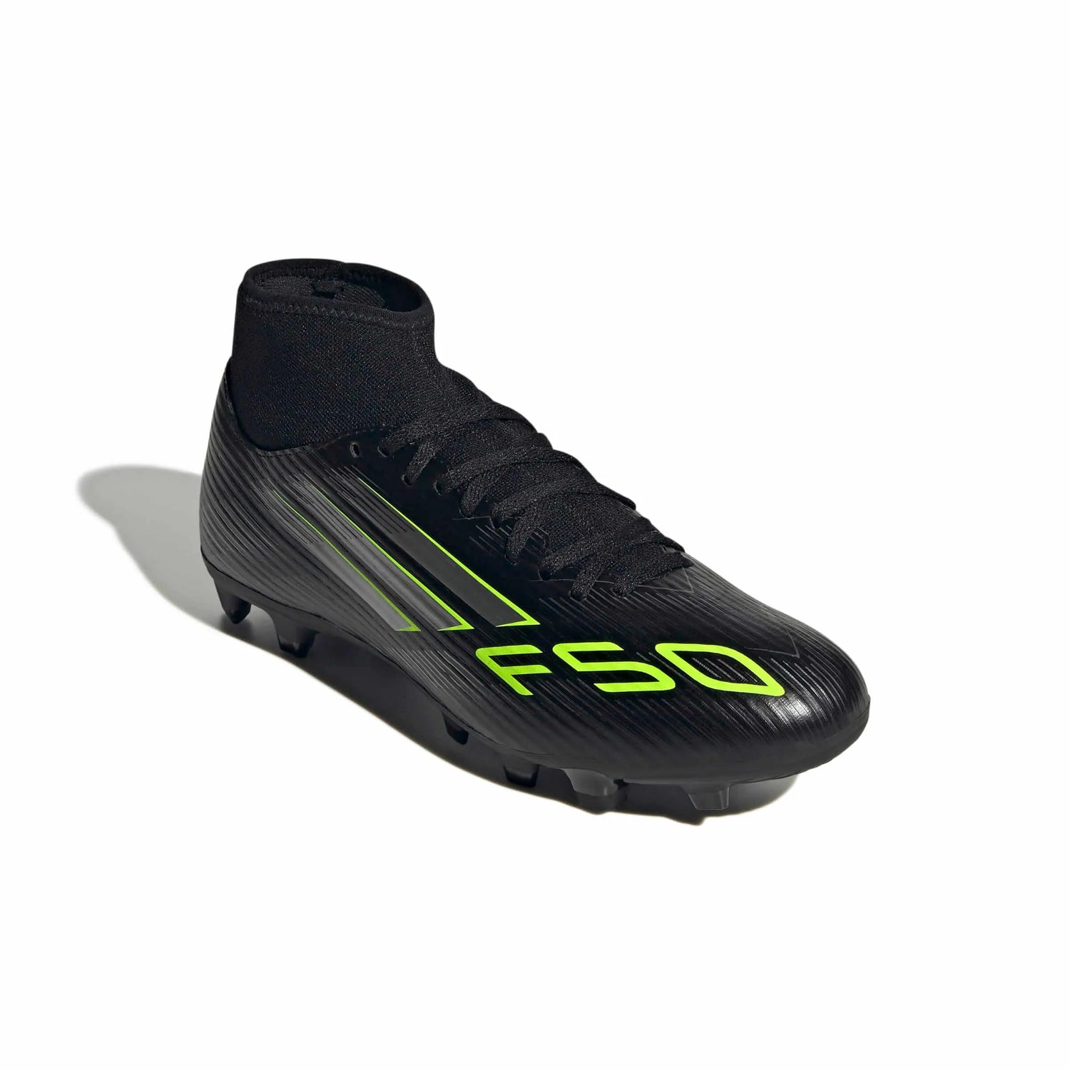 adidas F50 Club Mid Firm-Multi Ground Soccer Cleats - Electric Stealth Pack (FA25) (Lateral - Front)