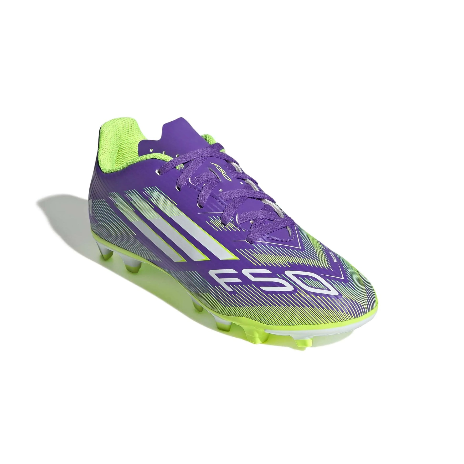 adidas JR F50 Club Firm-Multi Ground Soccer Cleats - Radiant Blaze Pack (FA25) (Lateral - Front)