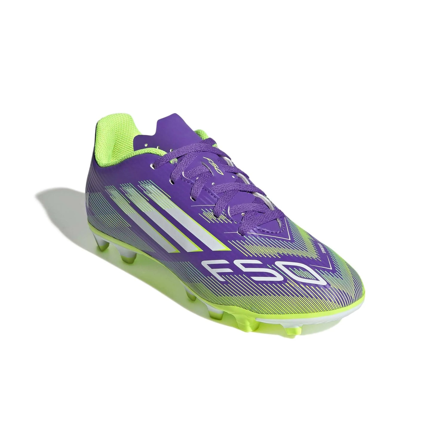 adidas JR F50 Club Firm-Multi Ground Soccer Cleats - Radiant Blaze Pack (FA25) (Lateral - Front)