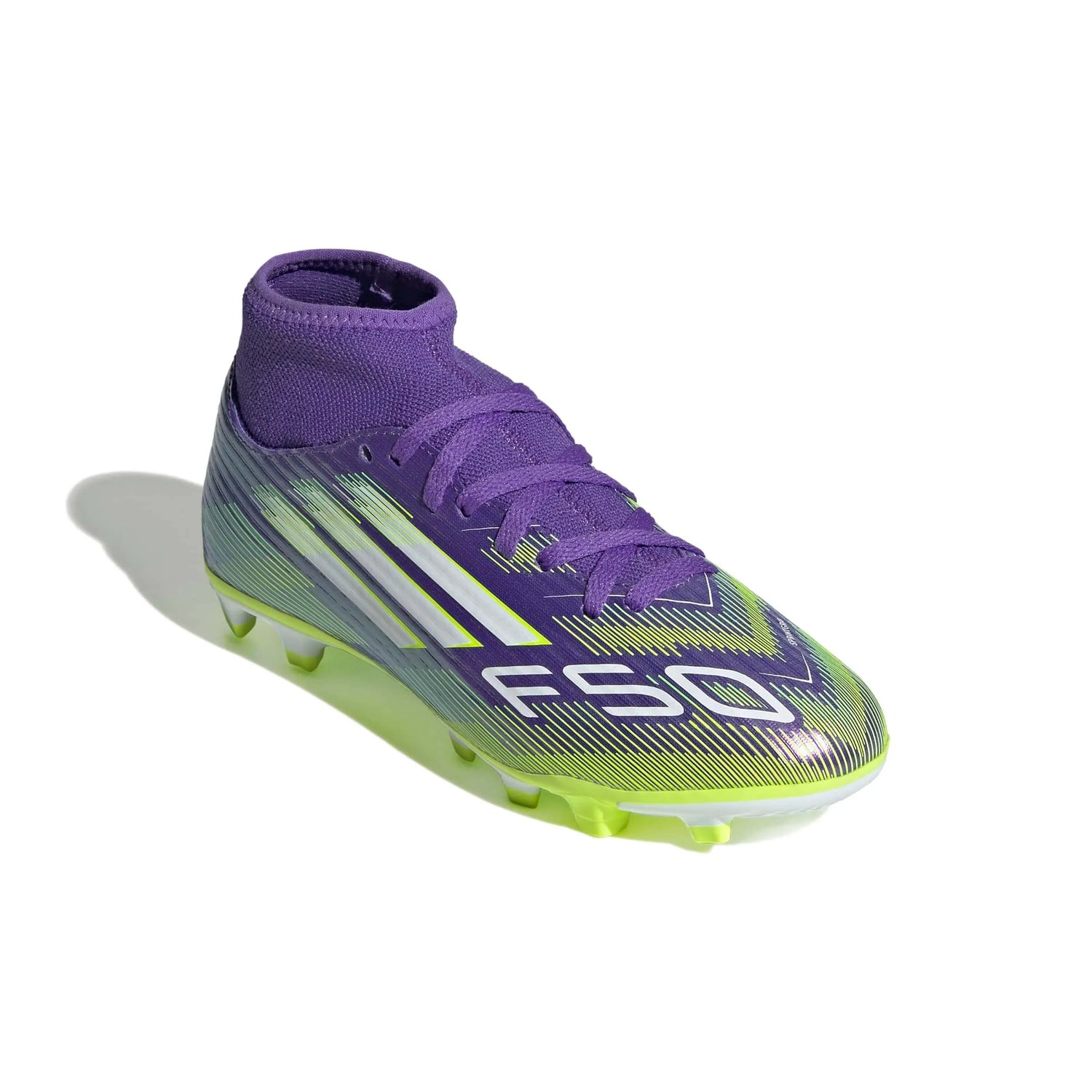 adidas JR F50 Club Mid Firm-Multi Ground Soccer Cleats - Radiant Blaze Pack (FA25) (Lateral - Front)