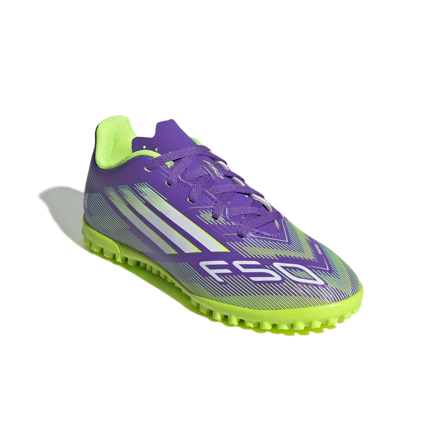 adidas JR F50 Club Turf Soccer Shoes - Radiant Blaze Pack (FA25) (Lateral - Front)