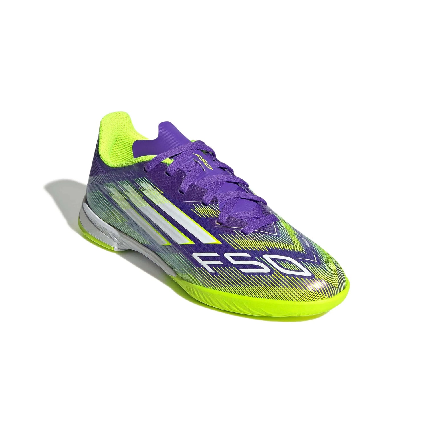 adidas JR F50 League Indoor Soccer Shoes - Radiant Blaze Pack (FA25) (Lateral - Front)