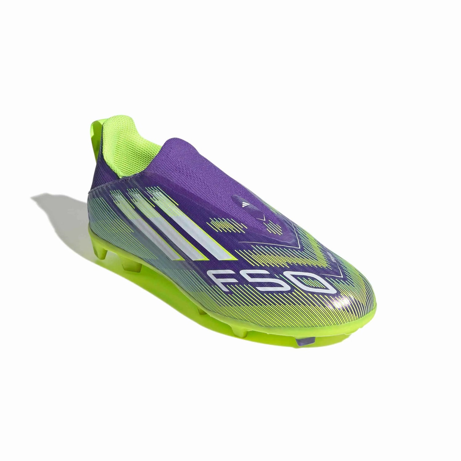 adidas JR F50 League Laceless Firm-Multi Ground Soccer Cleats - Radiant Blaze Pack (FA25) (Lateral - Front)
