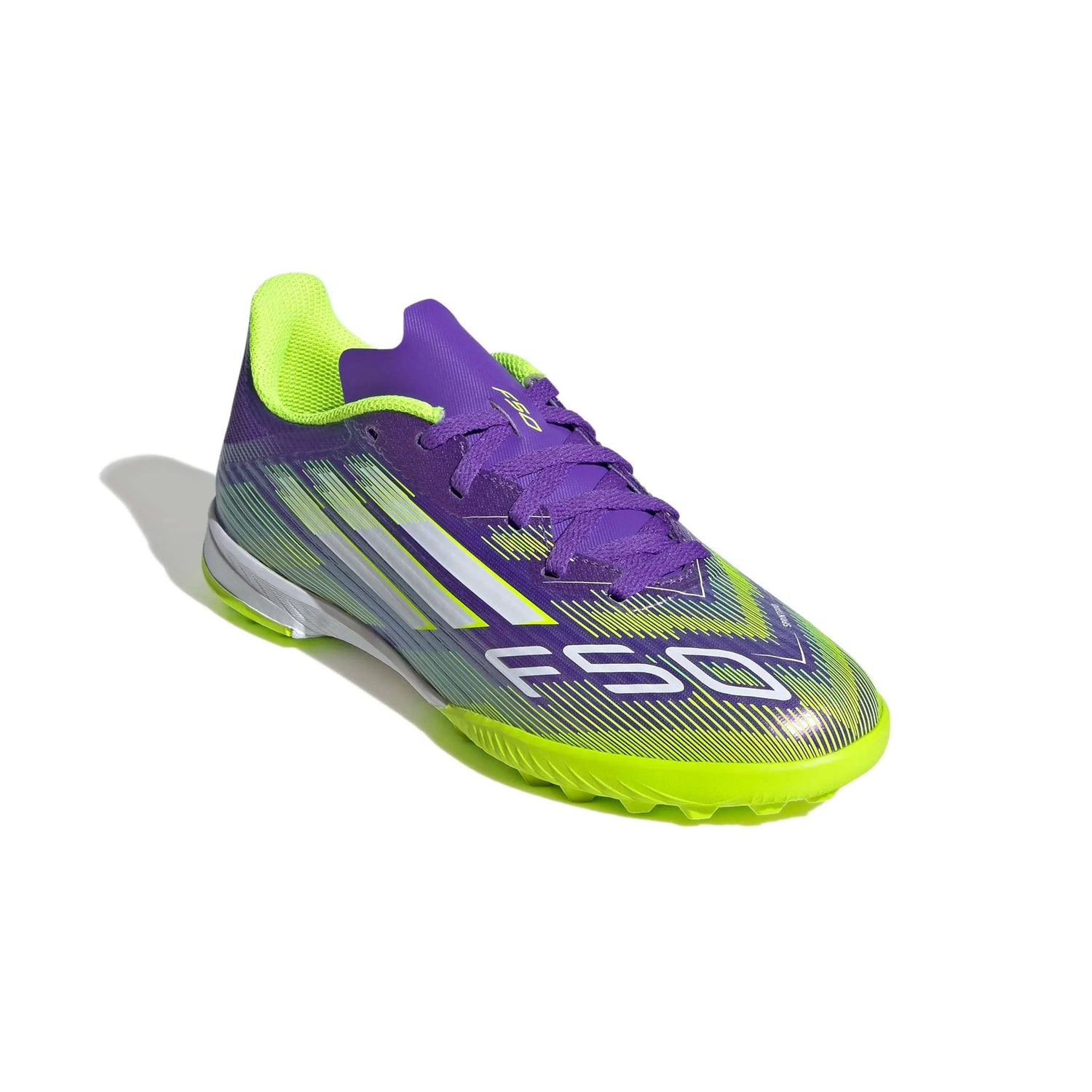 adidas JR F50 League Turf Soccer Shoes - Radiant Blaze Pack (FA25) (Lateral - Front)