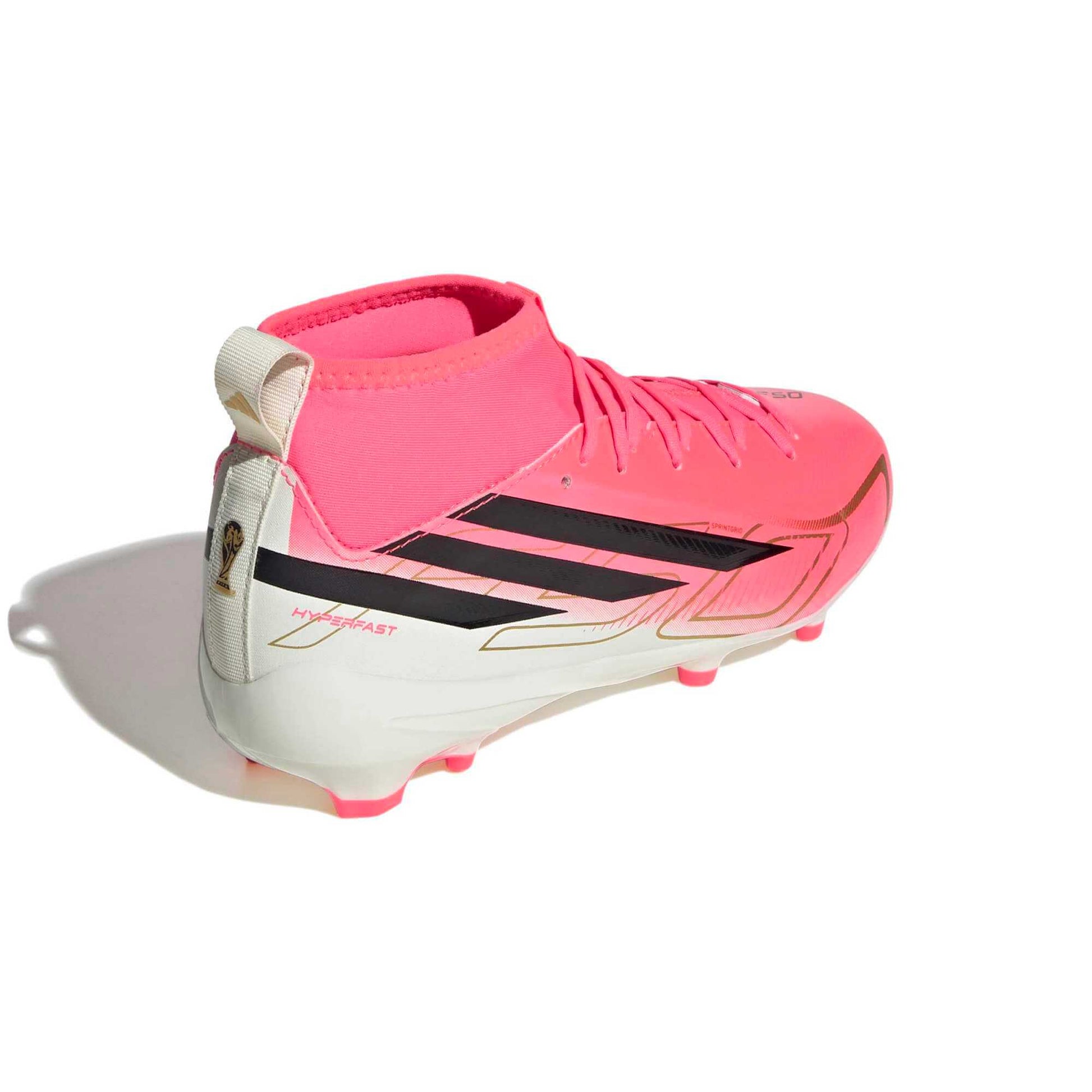 adidas Junior F50 Hyperfast League Mid Firm Ground Soccer Cleats - Road To Glory Pack (SP26) (Lateral - Back)