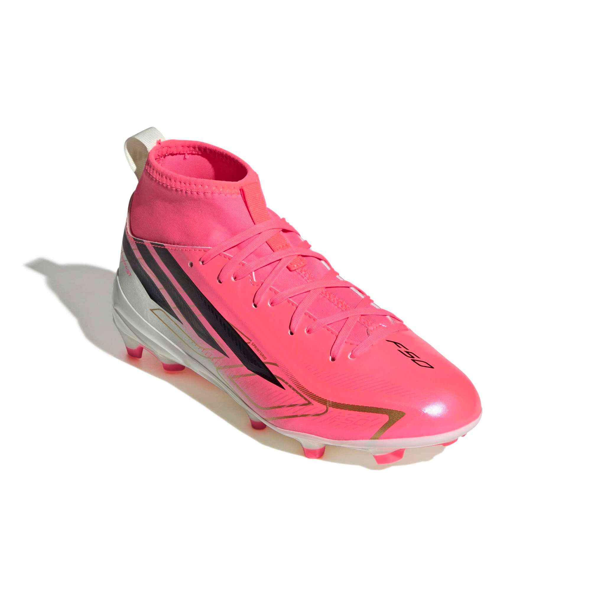 adidas Junior F50 Hyperfast League Mid Firm Ground Soccer Cleats - Road To Glory Pack (SP26) (Lateral - Front)